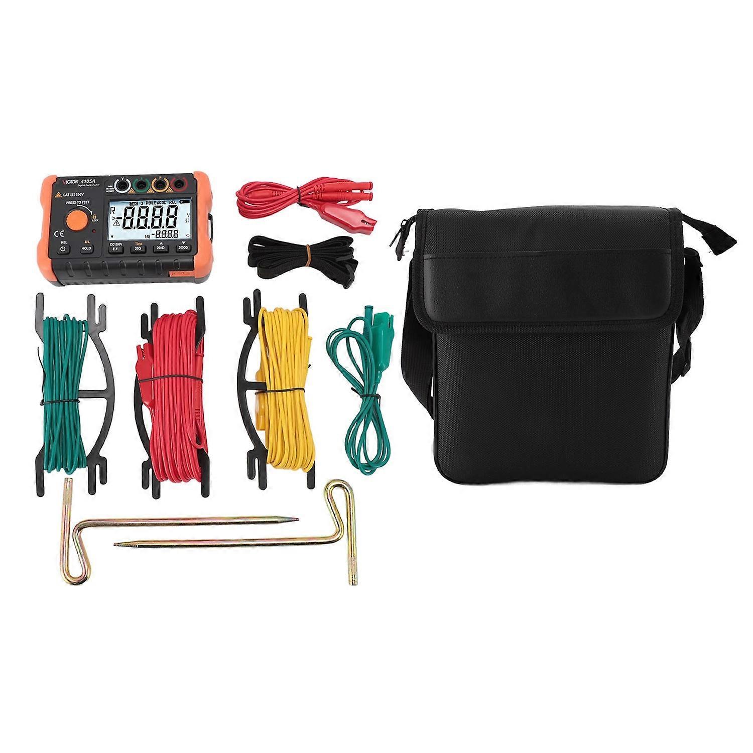 0.1Ω to 1999Ω 0V to 1000V Ground Resistance Meter High Accuracy LCD Backlit Earth Resistance Tester