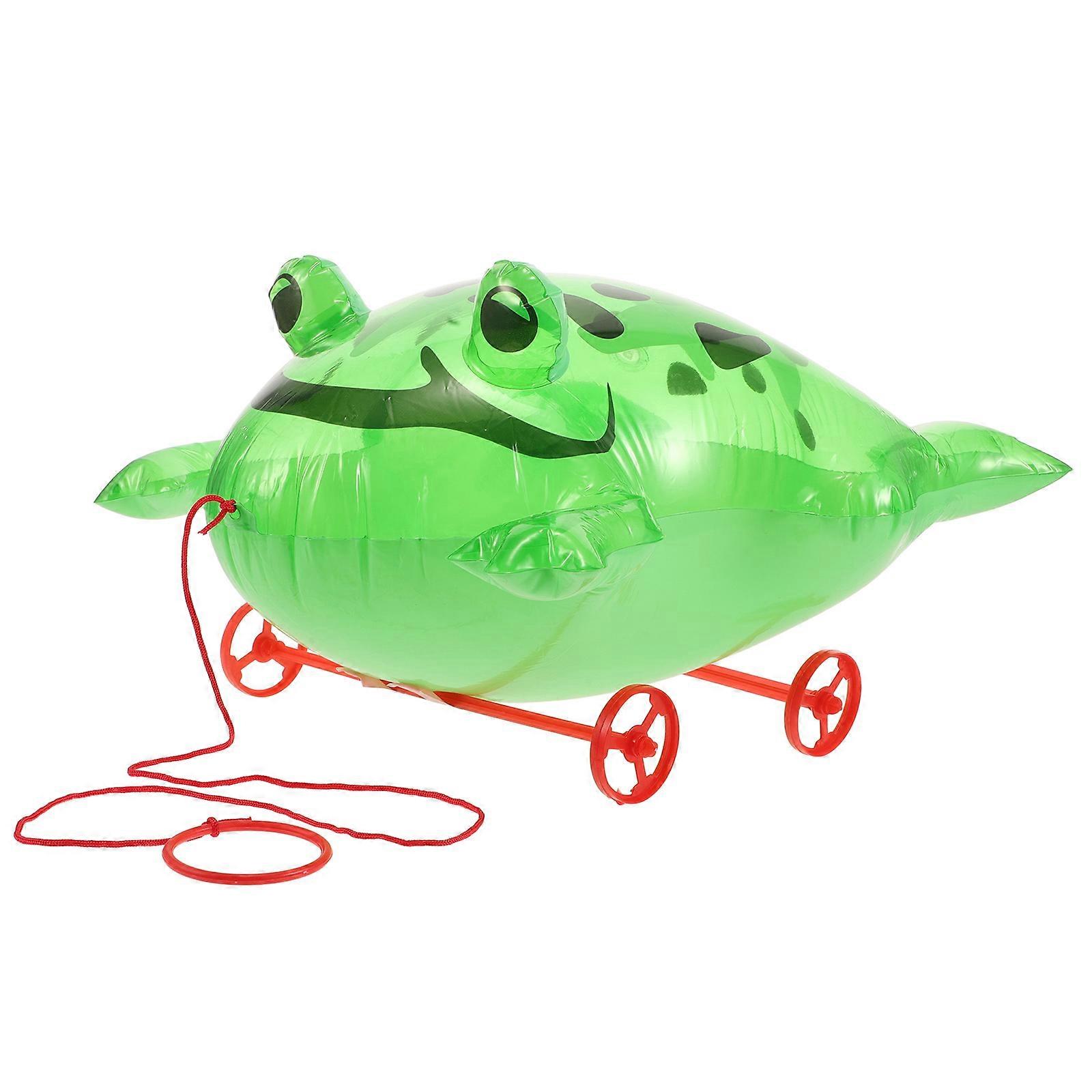 Pull Along Frog Toy for Kids with Inflatable Feature Party Decoration