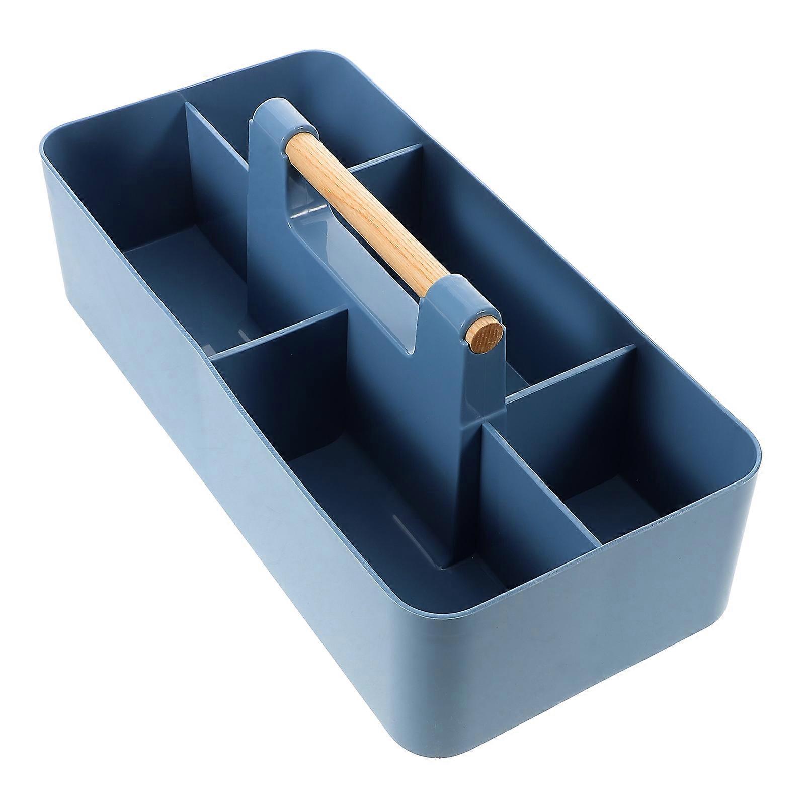 Snack Storage Multipurpose Desktop Box with Handle Blue Organizer