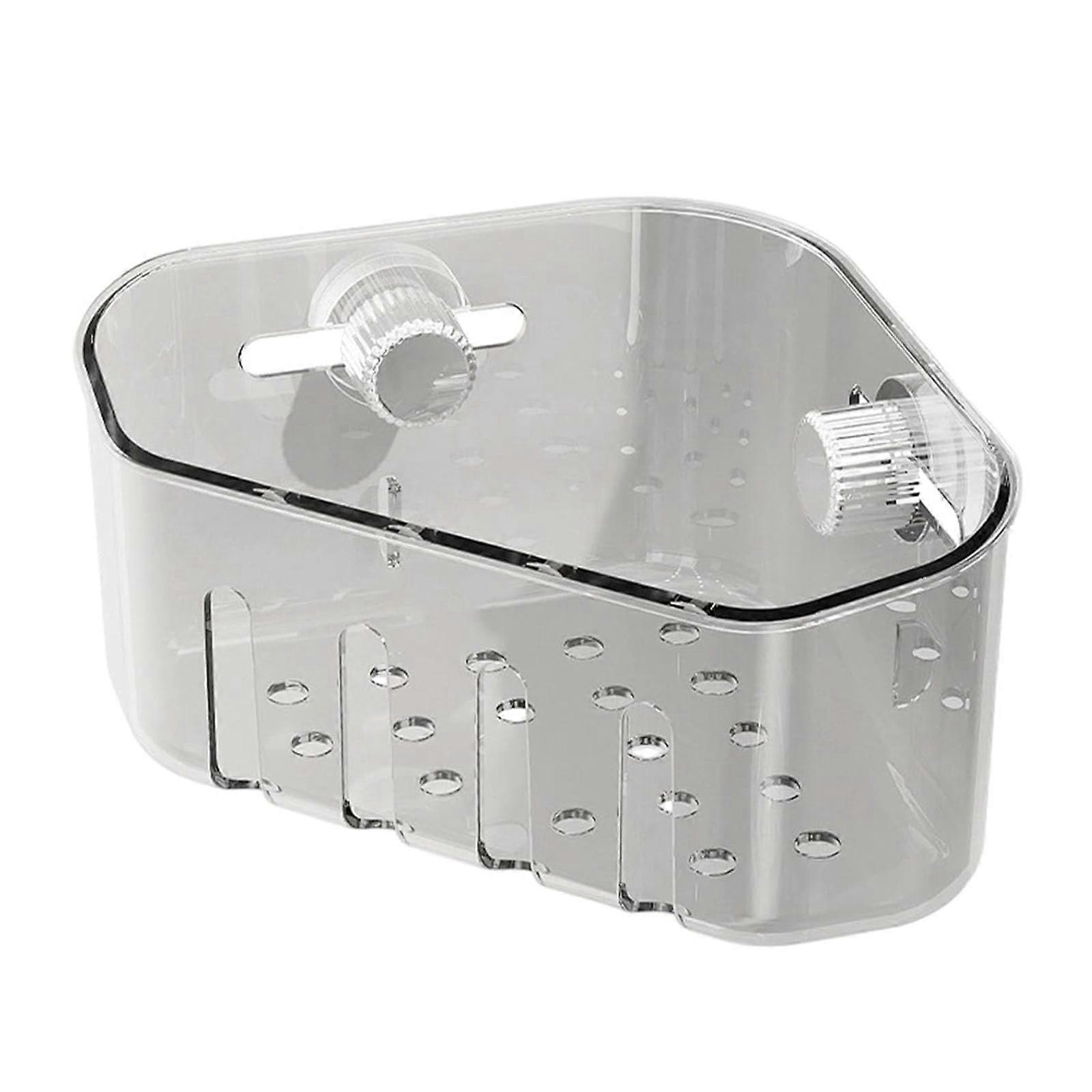 Nonslip Suction Cup Sink Filter Auto Adjustable Corner Fit 360 Rotation Easy Install Durable Bathroom Storage  Clear