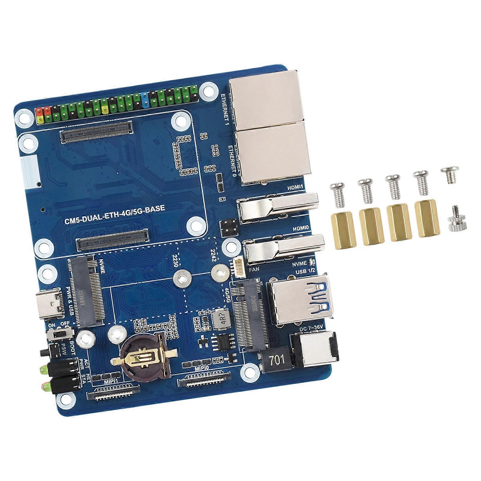 For CM5 Gigabit/2.5G Double Ethernet Expansion Board Double RJ45 Support Data Transfer 5G/4G USB3.0 M.2 NVMe Installation Multicolor