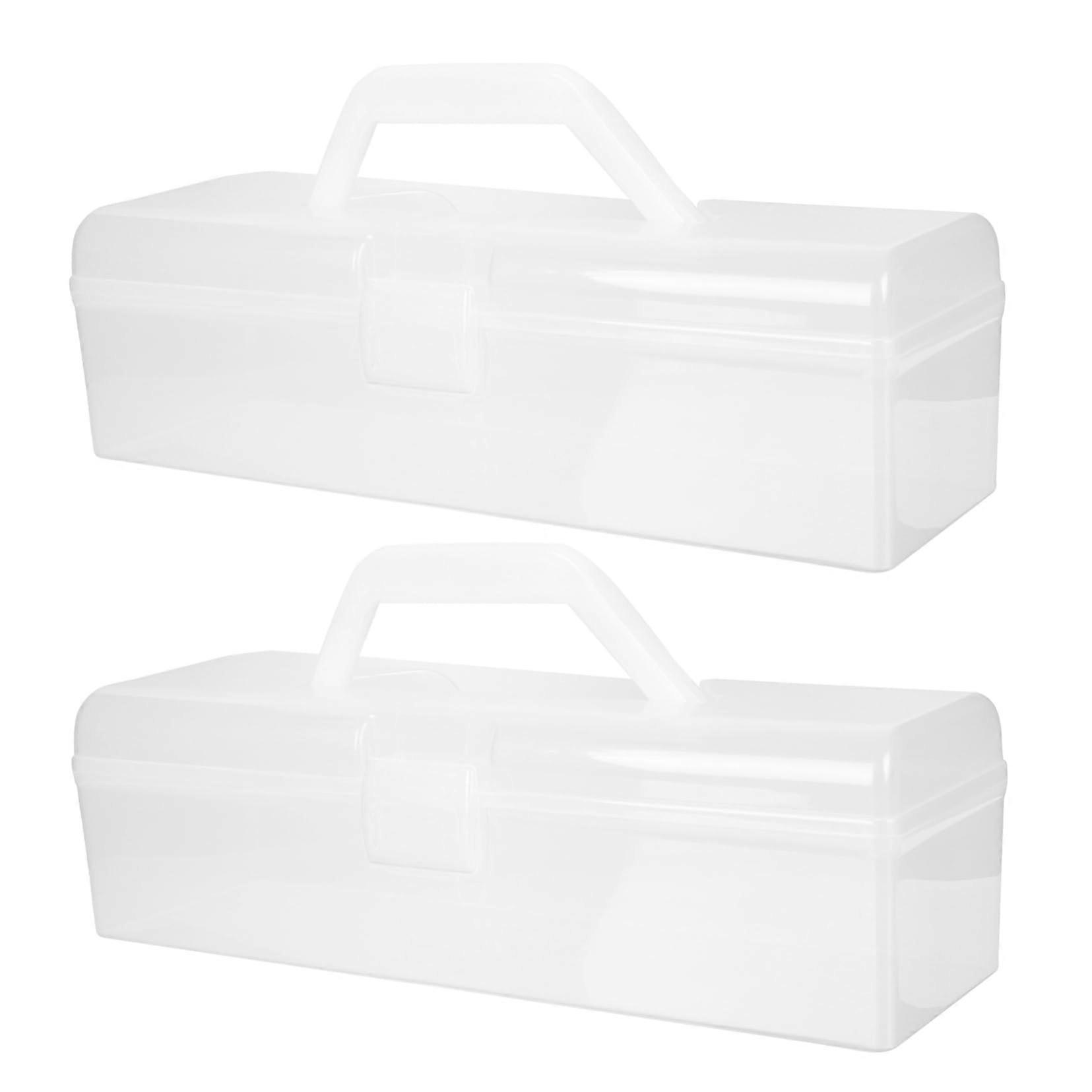 2 Pack Lockable Desktop Storage Boxes with Handle for Cosmetics, Food and Kitchen Organizer