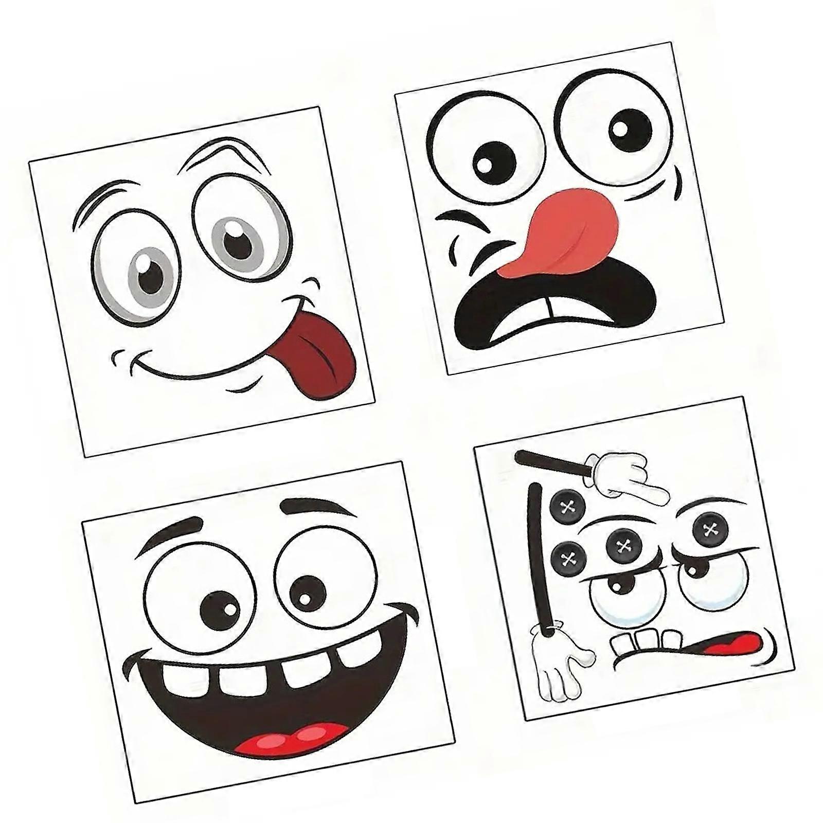 Reusable Colorful Smiling Face Decoration Stickers Set Of 4 Scratch Resistant PVC Material For Electronics Protective Multicolor