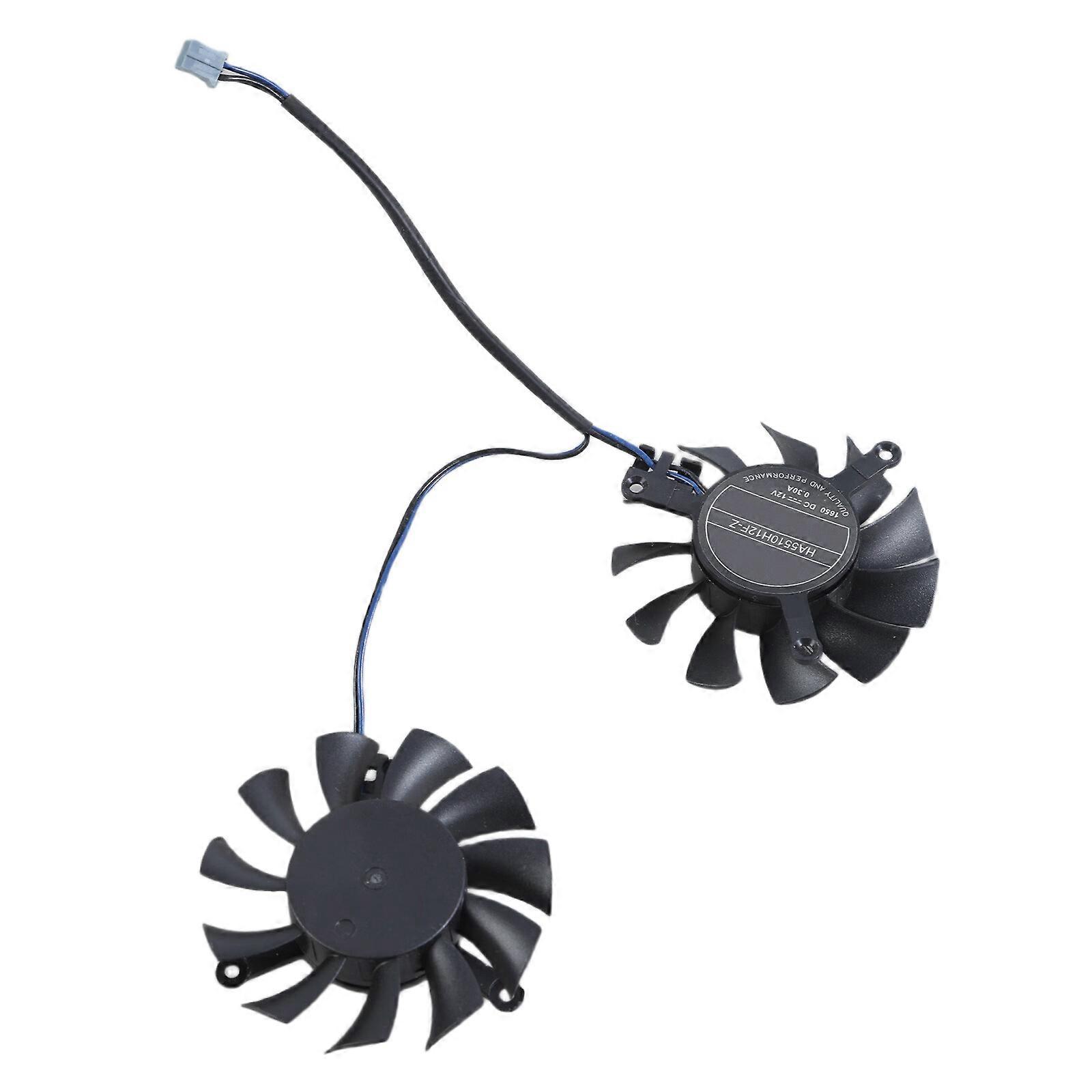 1Pair Graphics Card Cooling VGA Fan HA5510H12F-Z 2Pin 12V Coolers Fan for 1650 4GB OC Multicolor