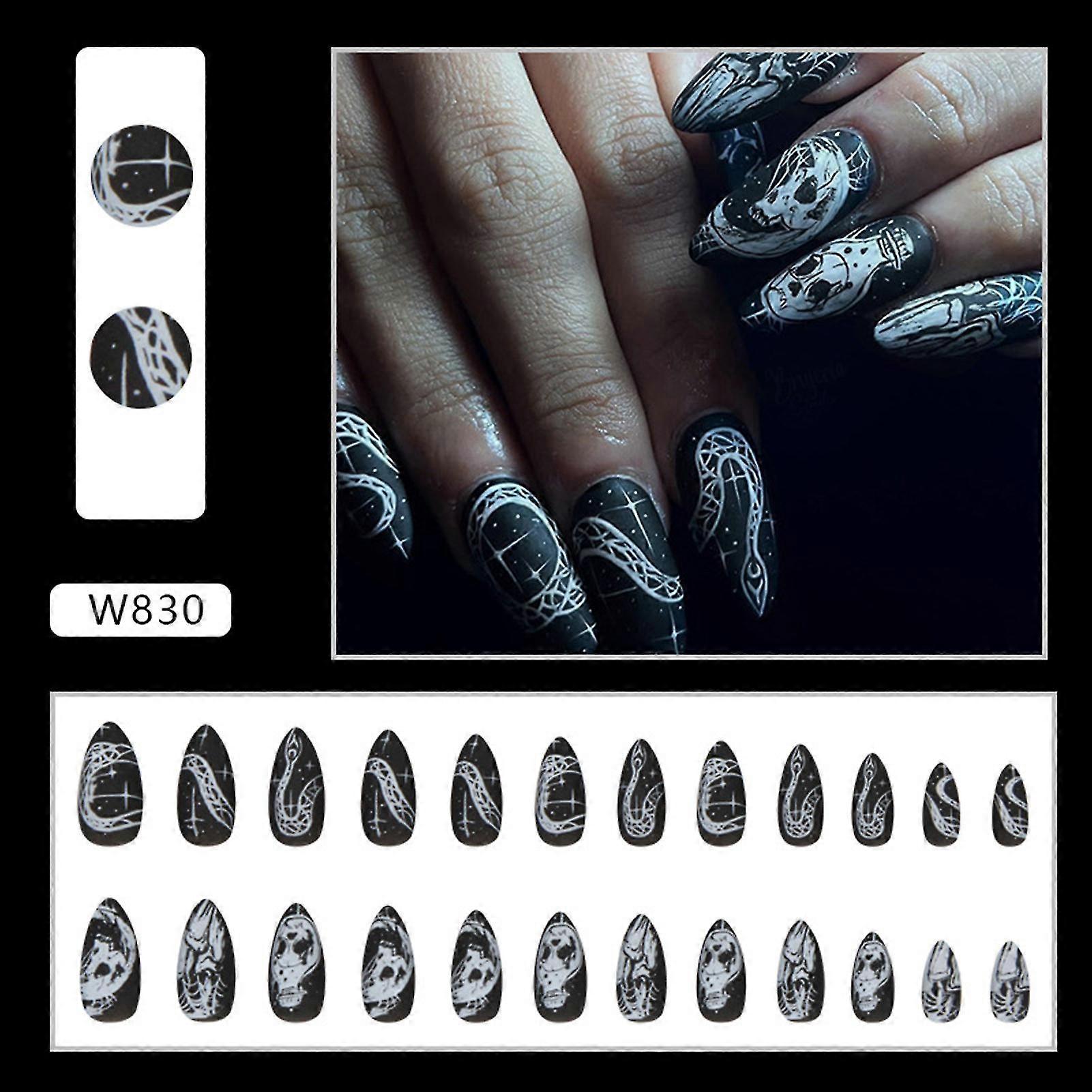 Halloween Skeleton Printed False Manicure With Harmless And Smooth Edge Nails