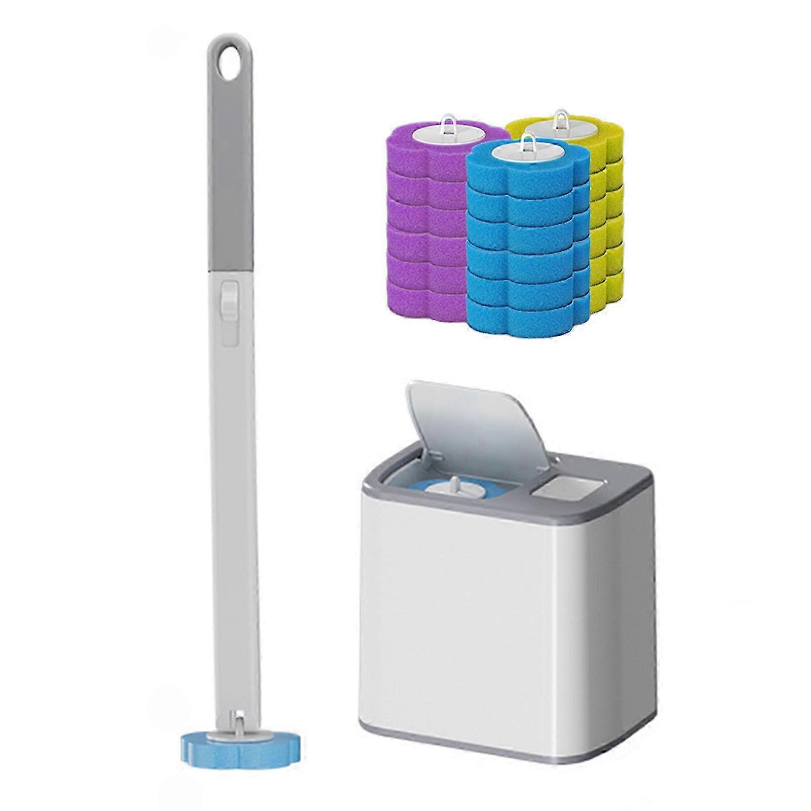 Disposable toilet brush set with replaceable cleaning heads Easy to Replace Bathroom Hygiene Upgrade