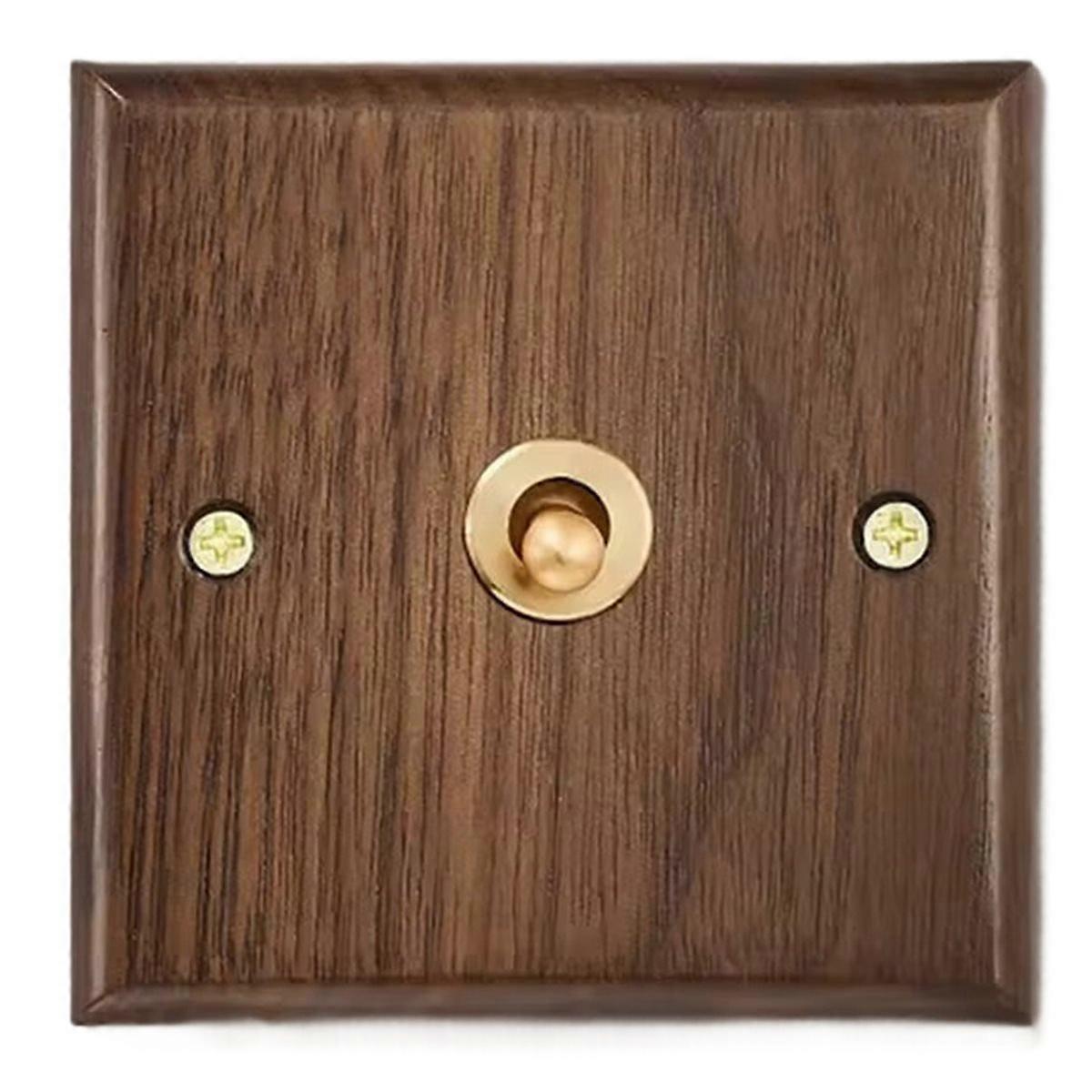 Retro Walnut Wall Toggle Switch Panel 1-4Gang 2Way Solid Wood Double Universal Electrical Power Outl