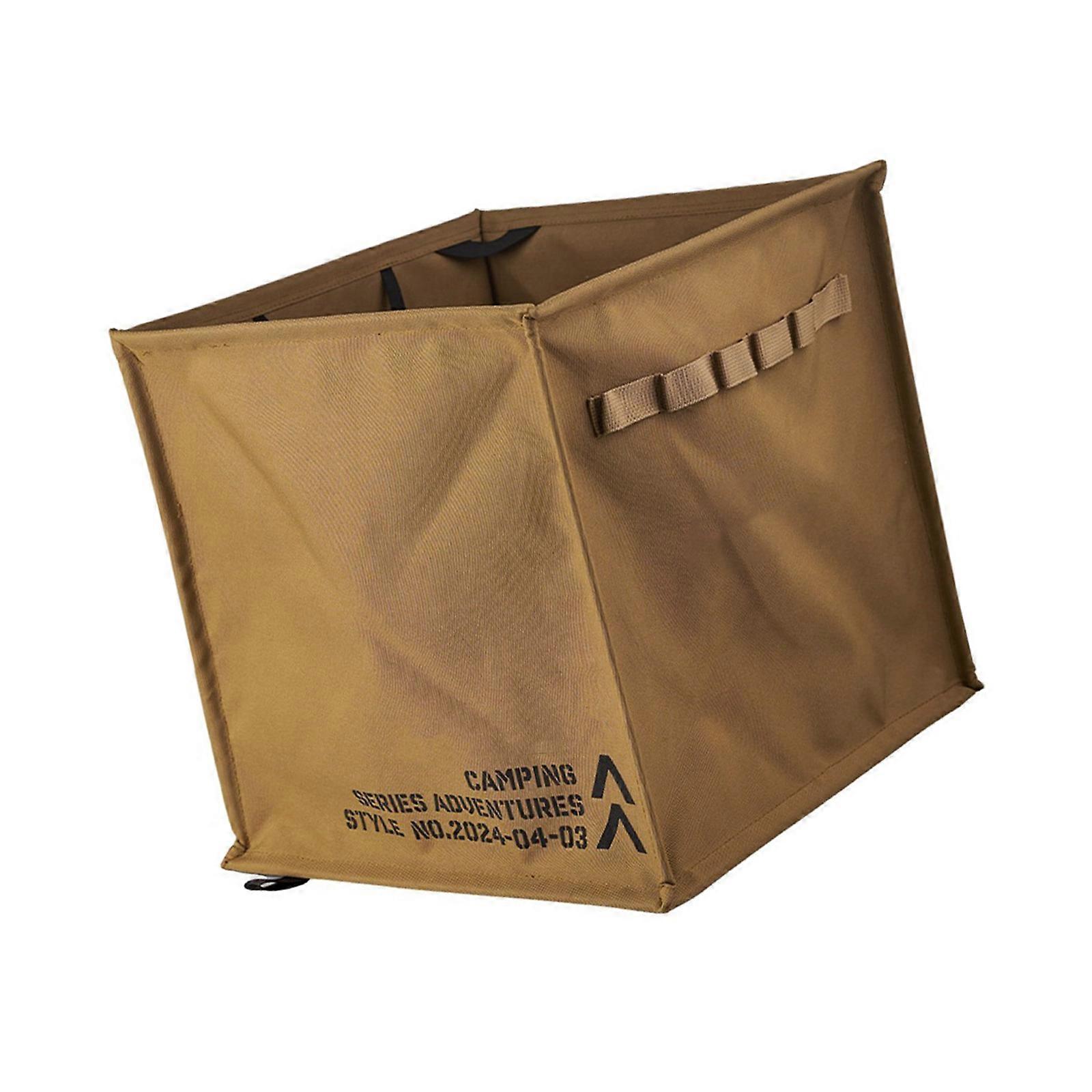 Outdoor Foldable Trash Can Portable Camping Garbage Bin Wastebasket Can Container Yard Garden Garbage Bag Sundries Box  Khaki