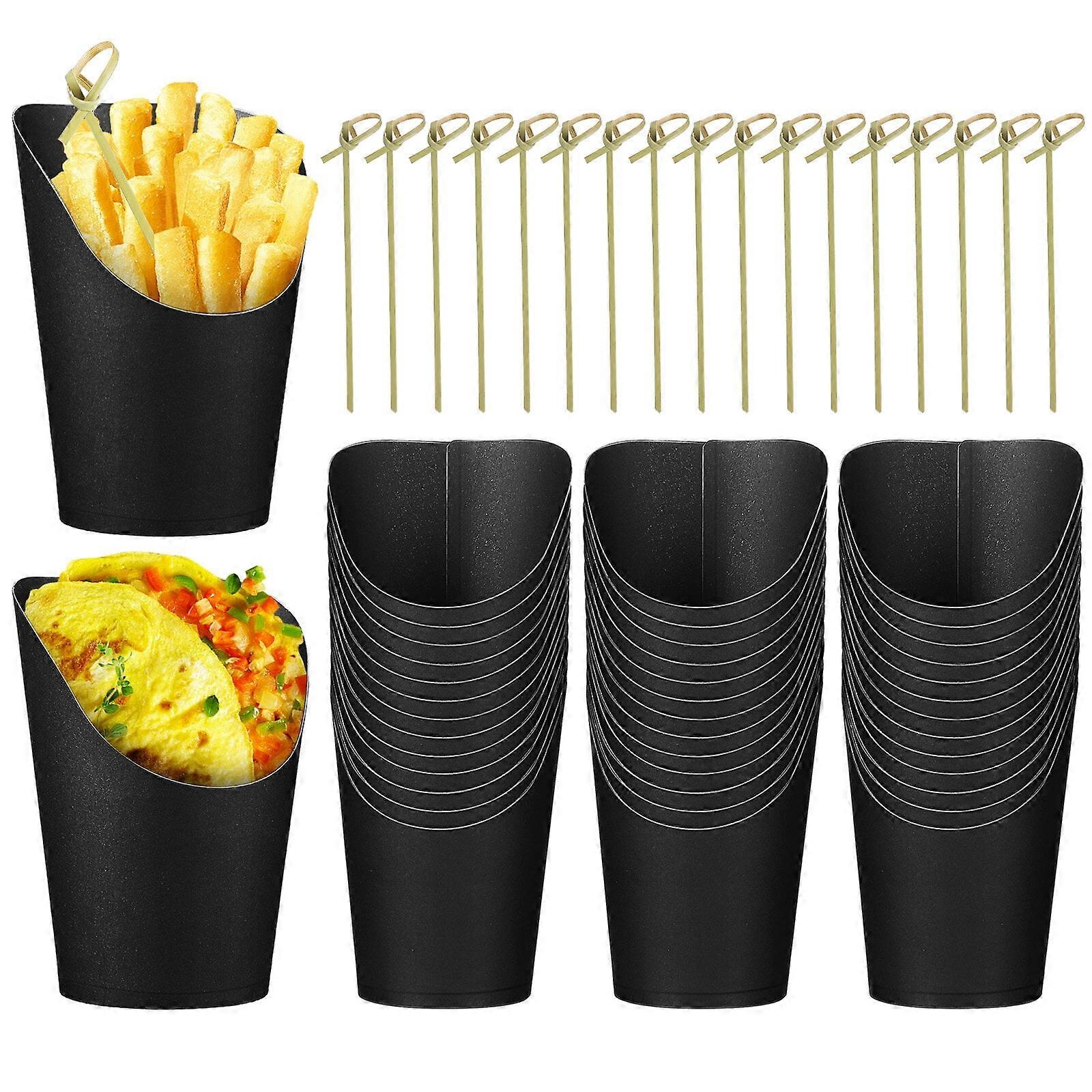 Chip Cups Bamboo Skewers Disposable Serving Utensils French Fries Egg Waffle Paper