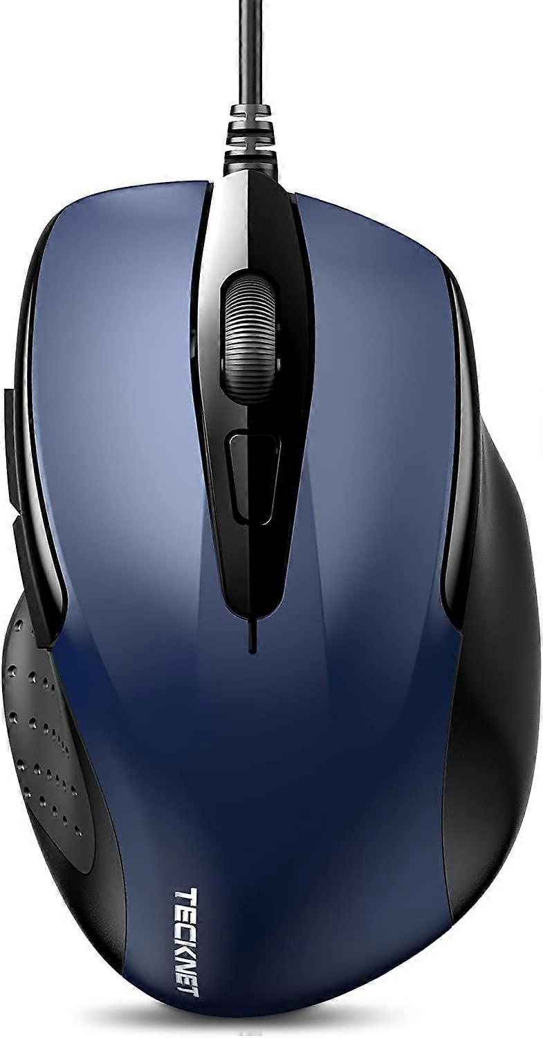 USB Wired Mouse, 6-Button Corded Mouse with 2 Adjustable DPI, Optical Computer Mouse with Ergonomic Design