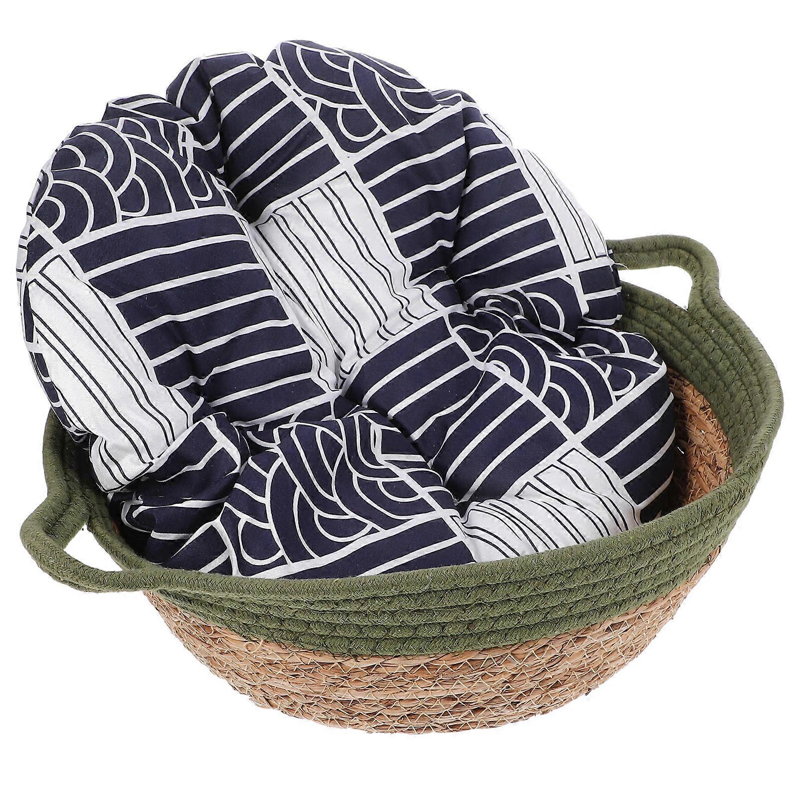 Rattan Cat Bed for Comfortable Pet Nest 1Set with Cotton Mat Pad