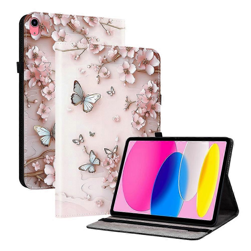 תואם עבור iPad (2025) / 10.9 (2022) עור נרתיק דפוס מודפס מעמד כיסוי טאבלט עם חריצי כרטיסים