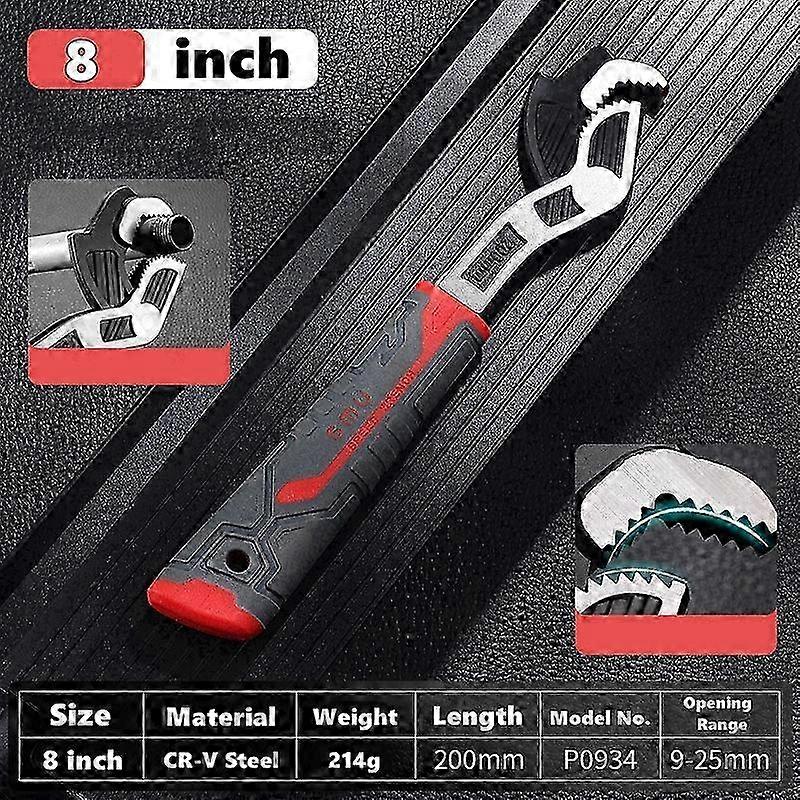 Cr-V 6 8 10 12 Inch Universal Multifunctional Self-Locking Adjustable Wrench Plumber Hand Tool