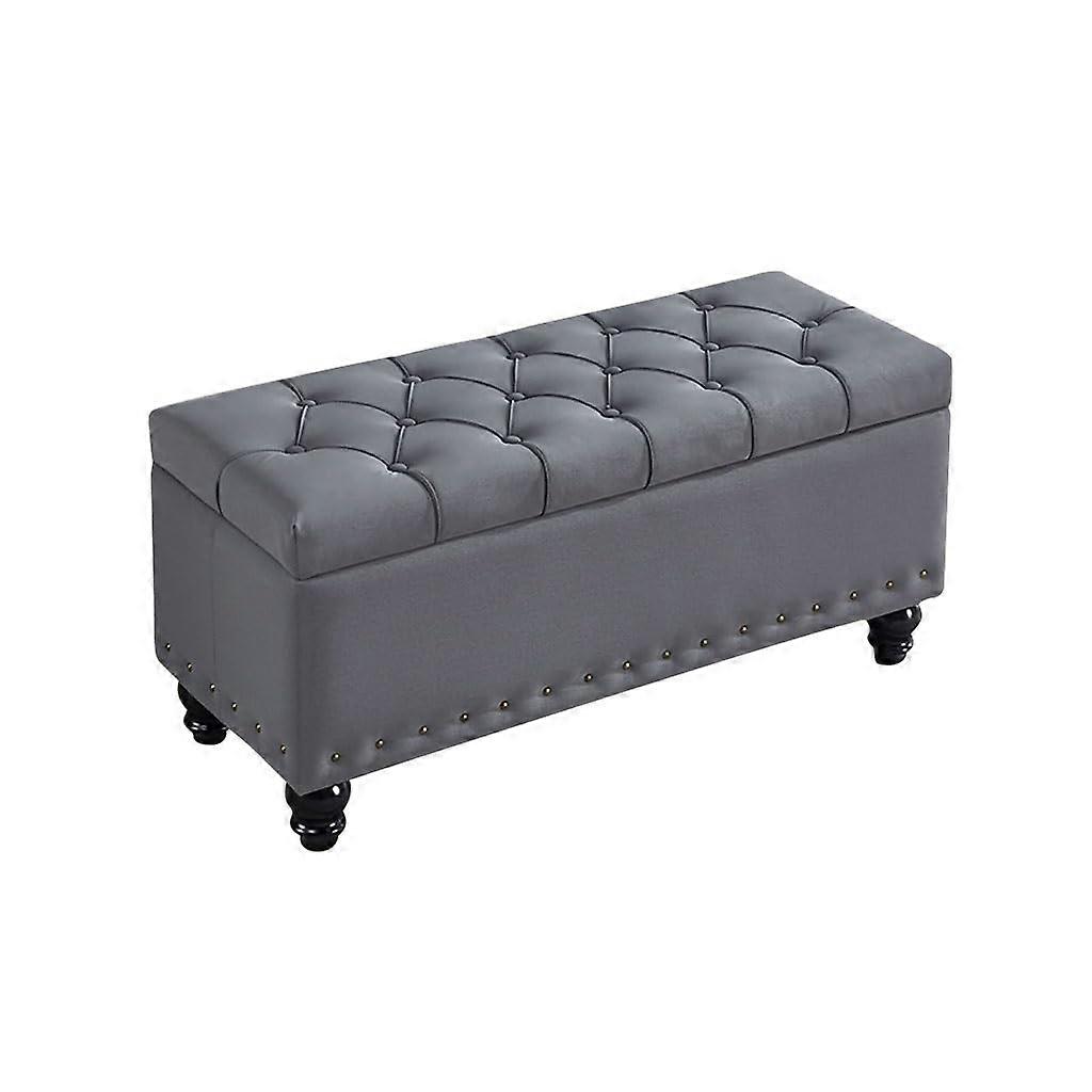 Grey Rectangular Ottoman with Storage Bench, Lift  Footrest for Bedroom or Entryway, 120cm