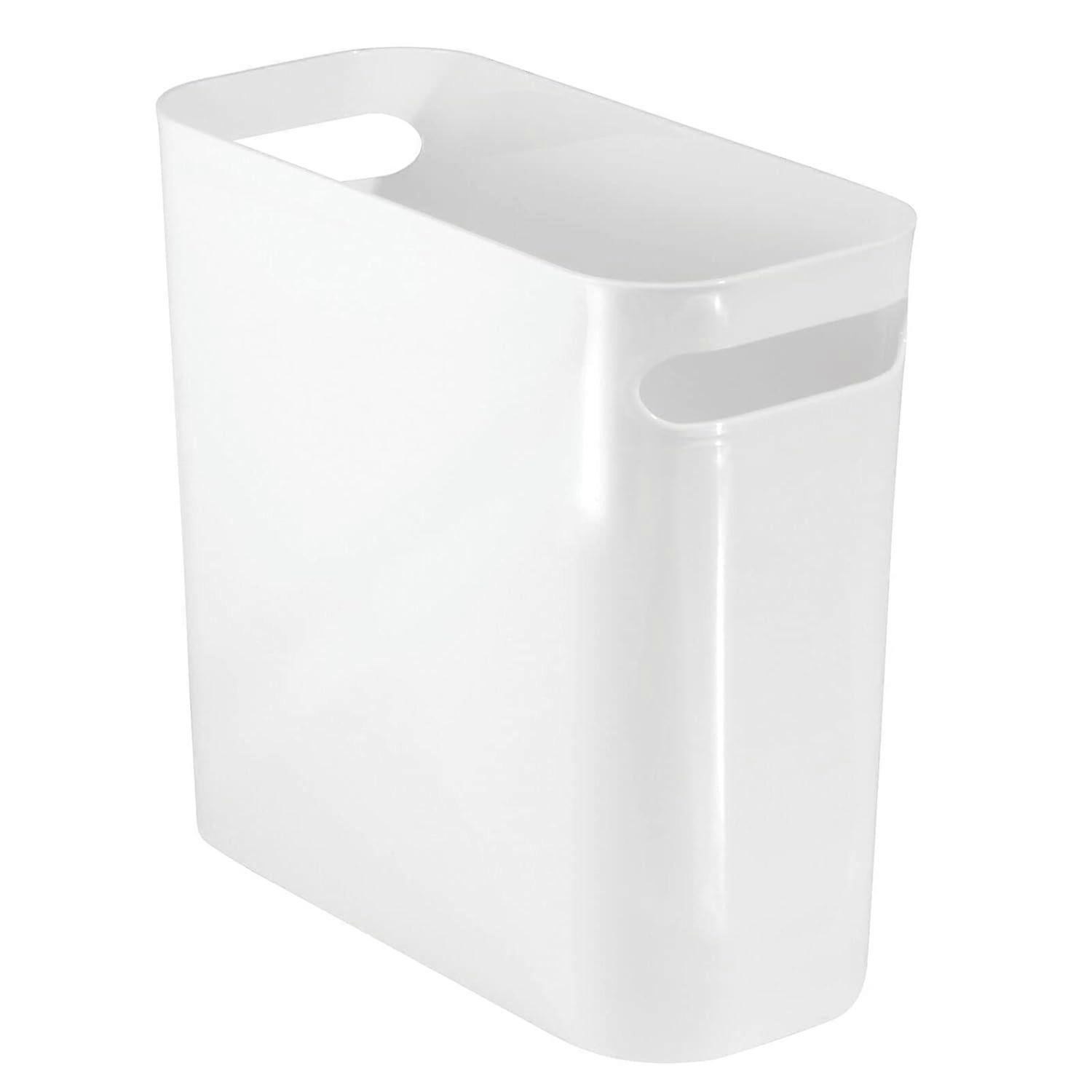 Plastic small trash can Wastebasket Narrow white