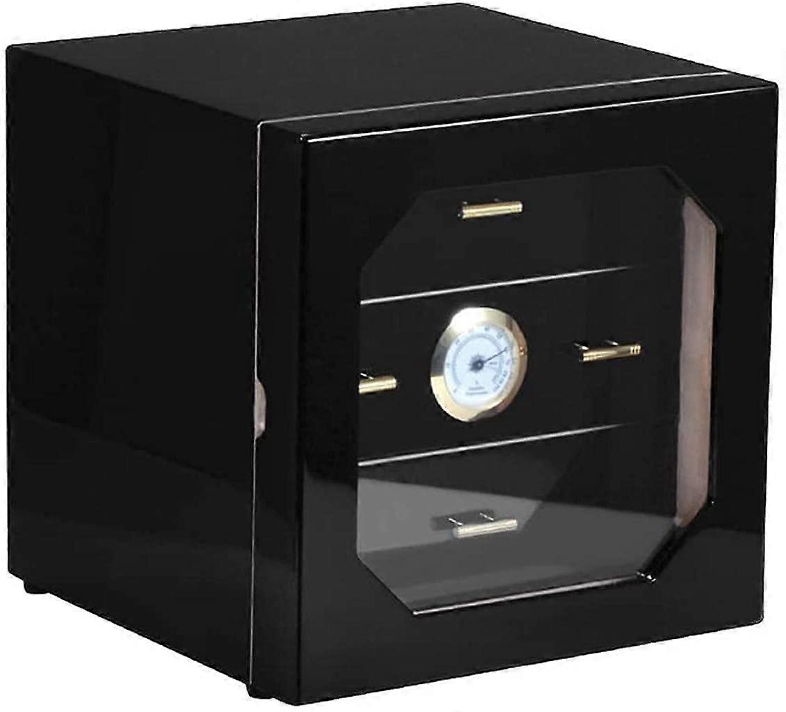 Digital Cigar Humidor Cabinet with Hygrometer, Large Capacity, Modern Black Finish for Home