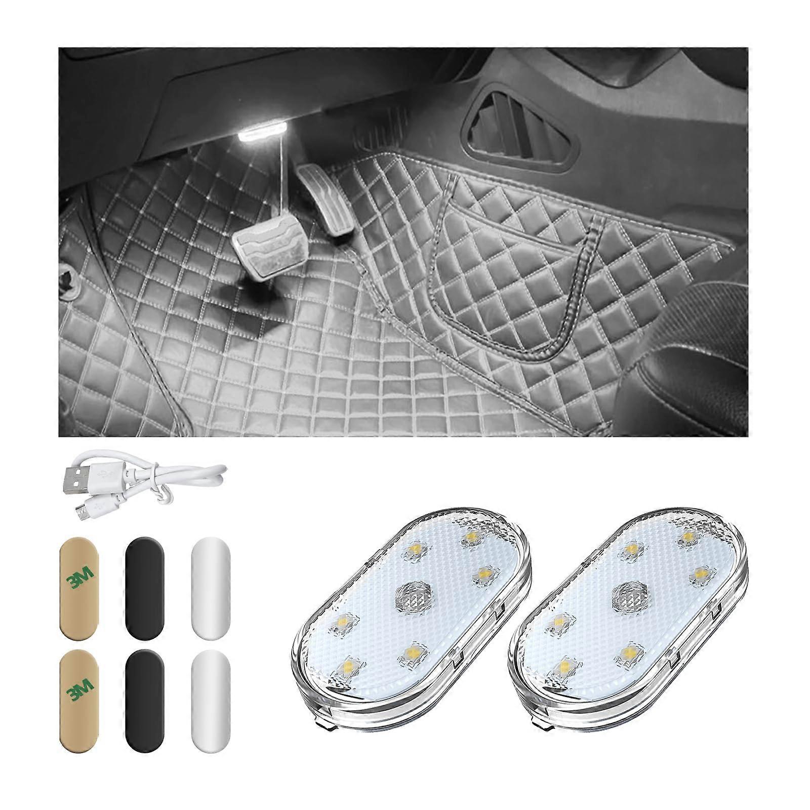 4 PCS Wireless Magnetic Car LED Interior Lights, USB Rechargeable Touch Control 7 Colors