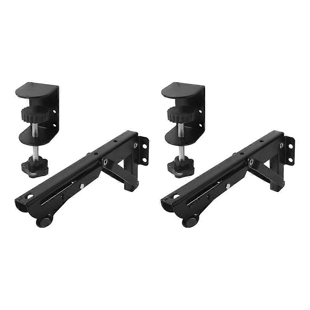 2Pcs Under Desk Keyboard Tray Foldable Brackets with Clamp Easy to Install Adjustable Desktop Extension Shelf 9x4.3cm