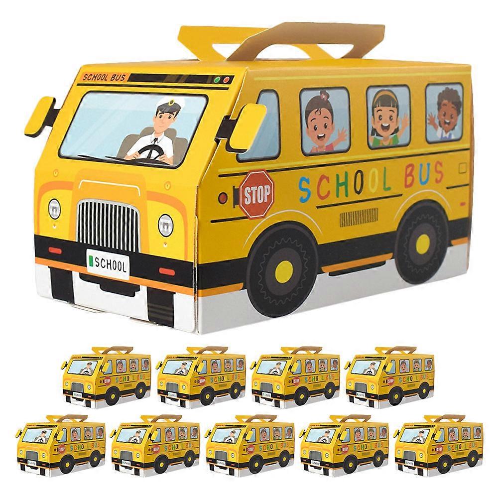 School Bus Shaped Candy Boxes Yellow for Party Use 10Pcs Back to School