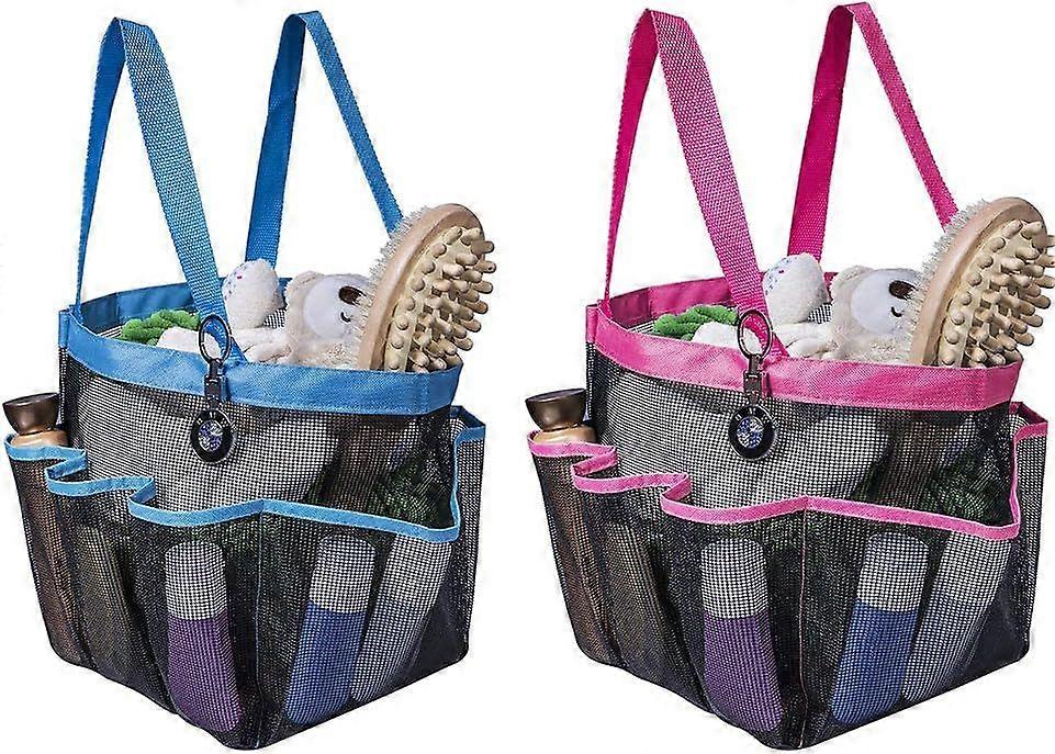2 Pack Portable Mesh Shower Caddy Dorm with 8 Mesh Storage Pockets, Quick Dry