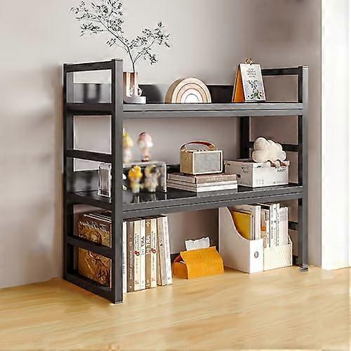 Desktop Hutch Wooden Desk Bookshelf with MultiLayer Storage for Home Office and Dorm 75cm Black