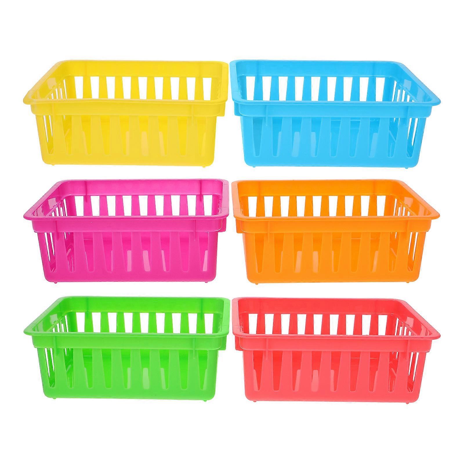 Assorted Color Small Utility Baskets for Classroom Organization 6Pcs Plastic Trays