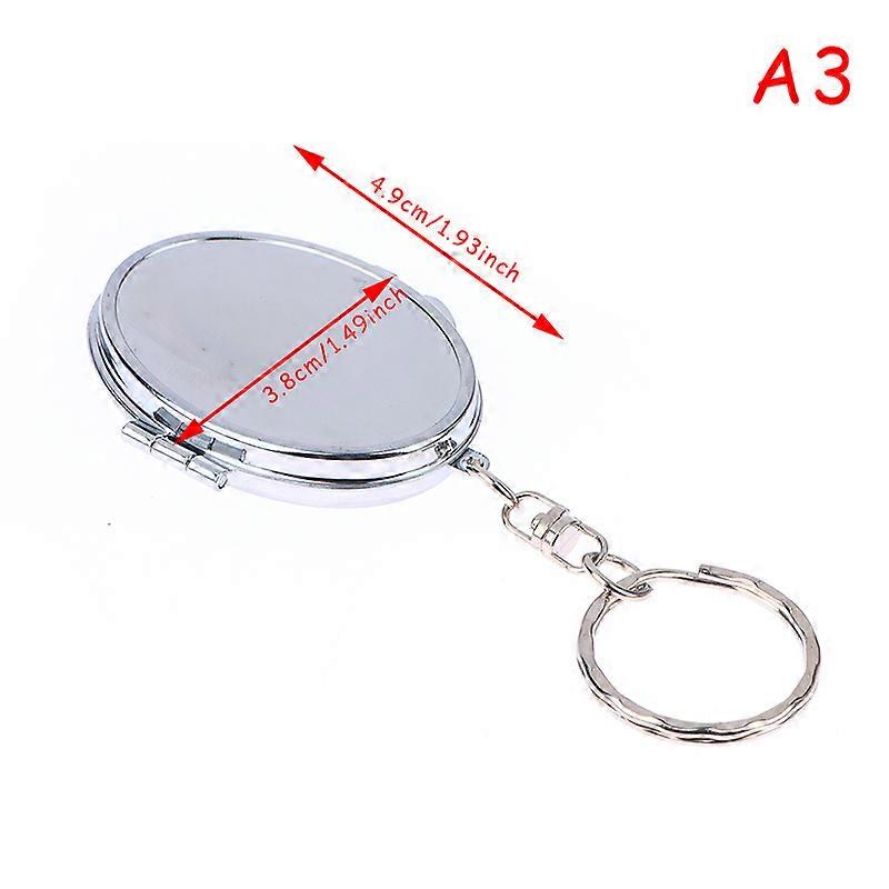Mini Folding Mirror Keychain Round Heart Oval Square Shape Double Sided Cosmetic Mirror Metal Folding Keychain Makeup Mirror 1pc