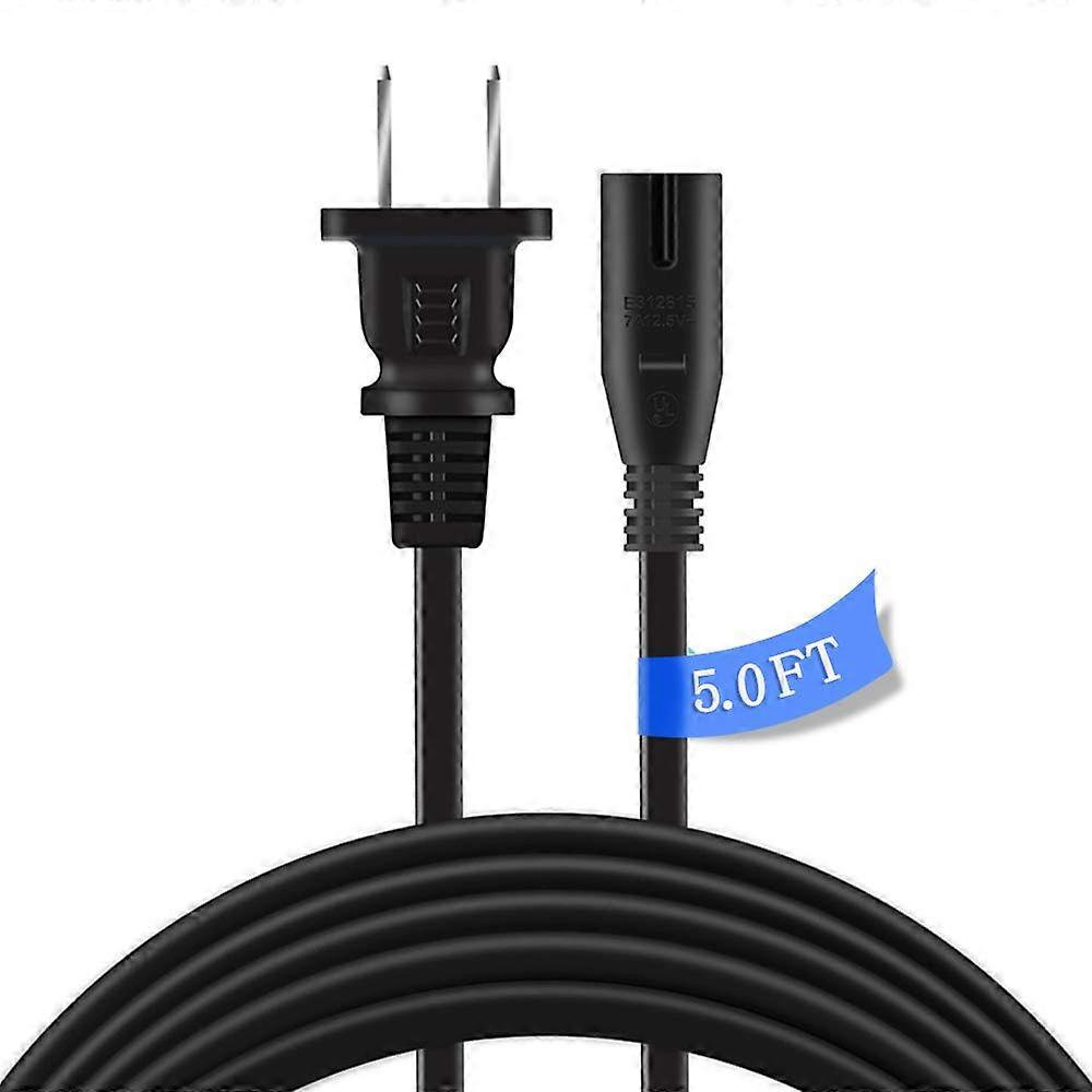 Power Cord for PS3 Slim UL Listed 5ft Durable 18AWG Nonpolarized Figure8 Cable Replacement
