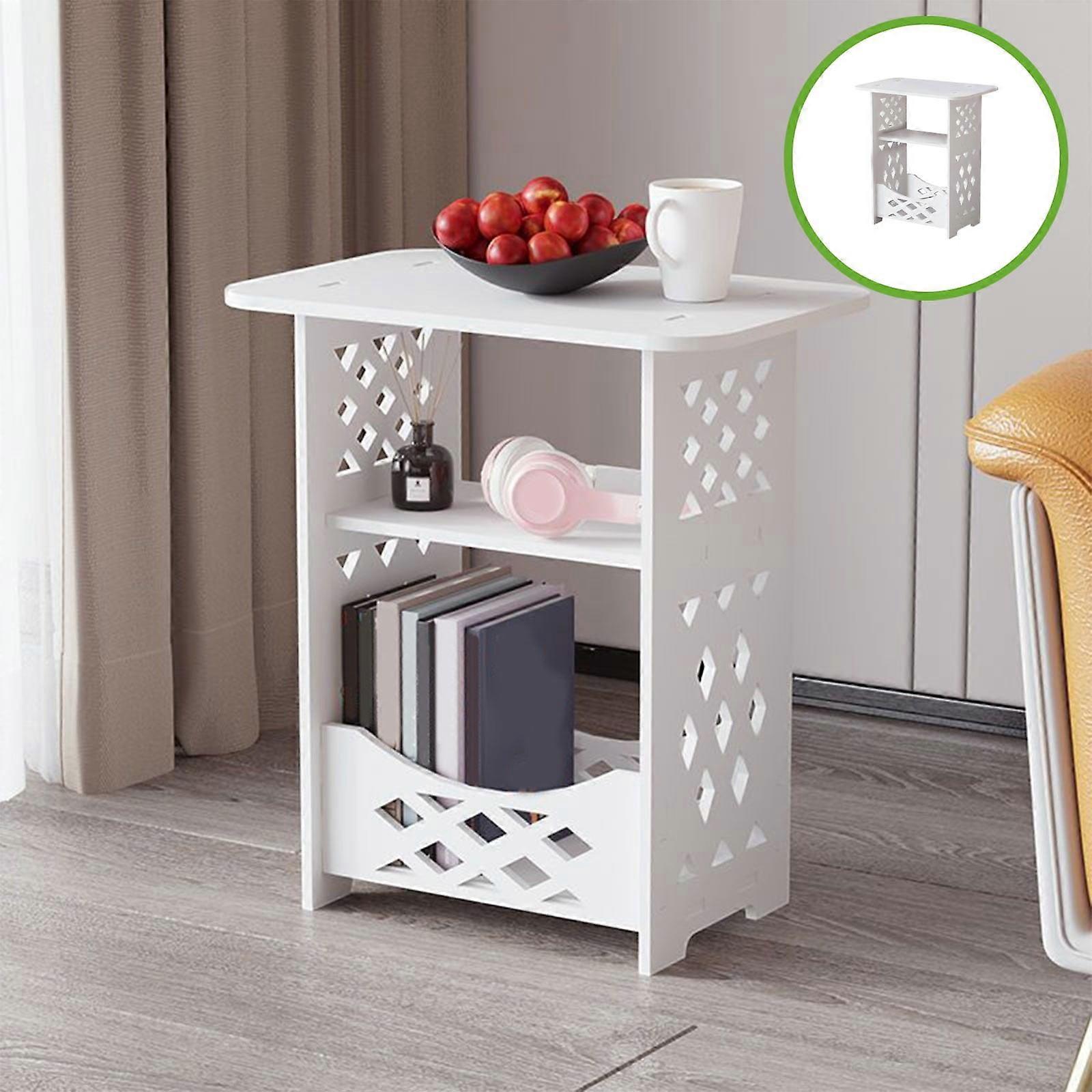 Djunllk Night Stand - White Small Side Table with Open Storage, Small End Table, Bedside Table for Living Room, Bedroom, Office, Home Workshop