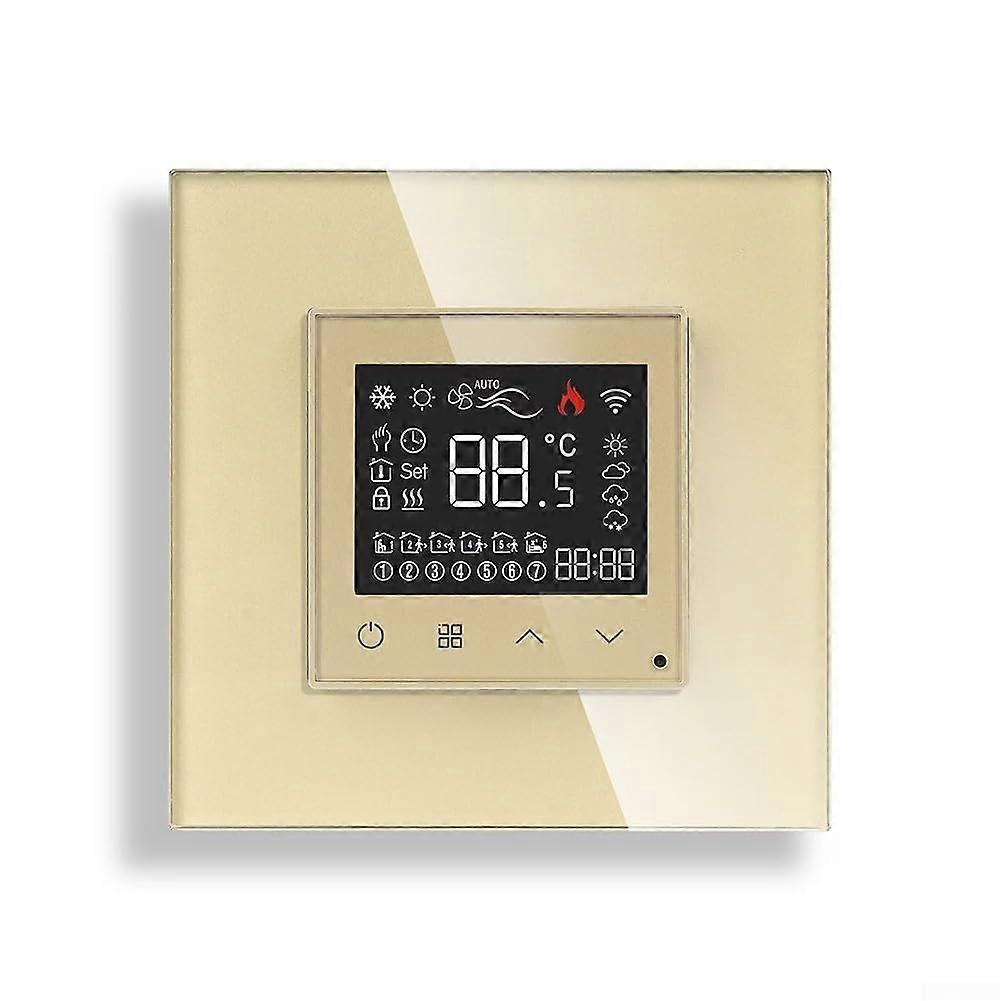 WiFi Programmable Thermostat for Electric Underfloor Heating, Alexa Compatible, 16A Capacity, Gold LED Touch Display