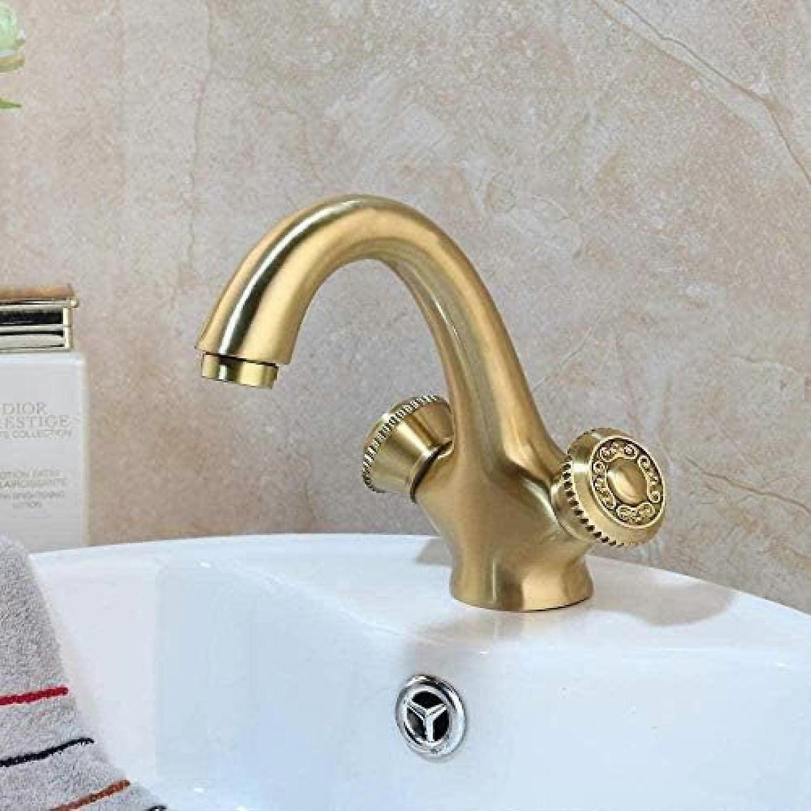 Vintage Antique Bronze Solid Brass Kitchen Faucet with Dual Handles and SplashReducing Flow