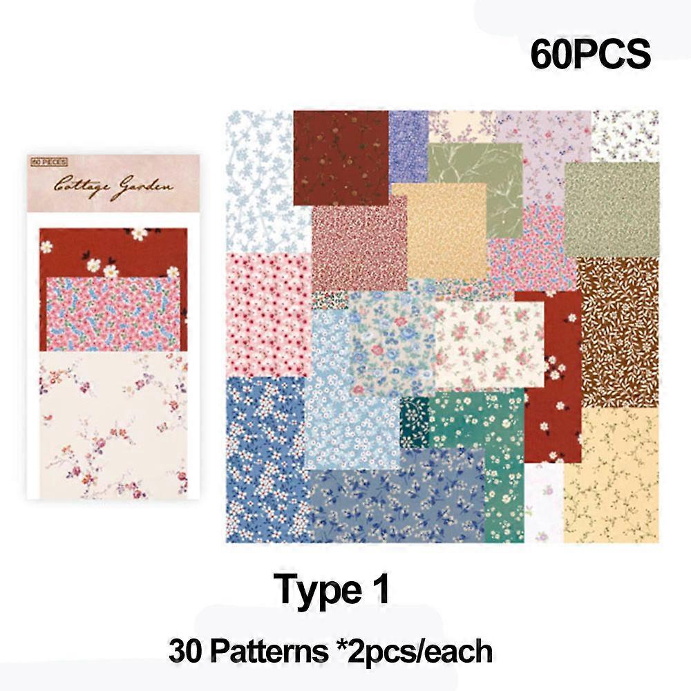 Papeterie cr��ative pour journal, 60 pi��ces, motif Floral r��tro, carte de Scrapbooking, mat��riel pour Scrapbook, Collage de fond en papier