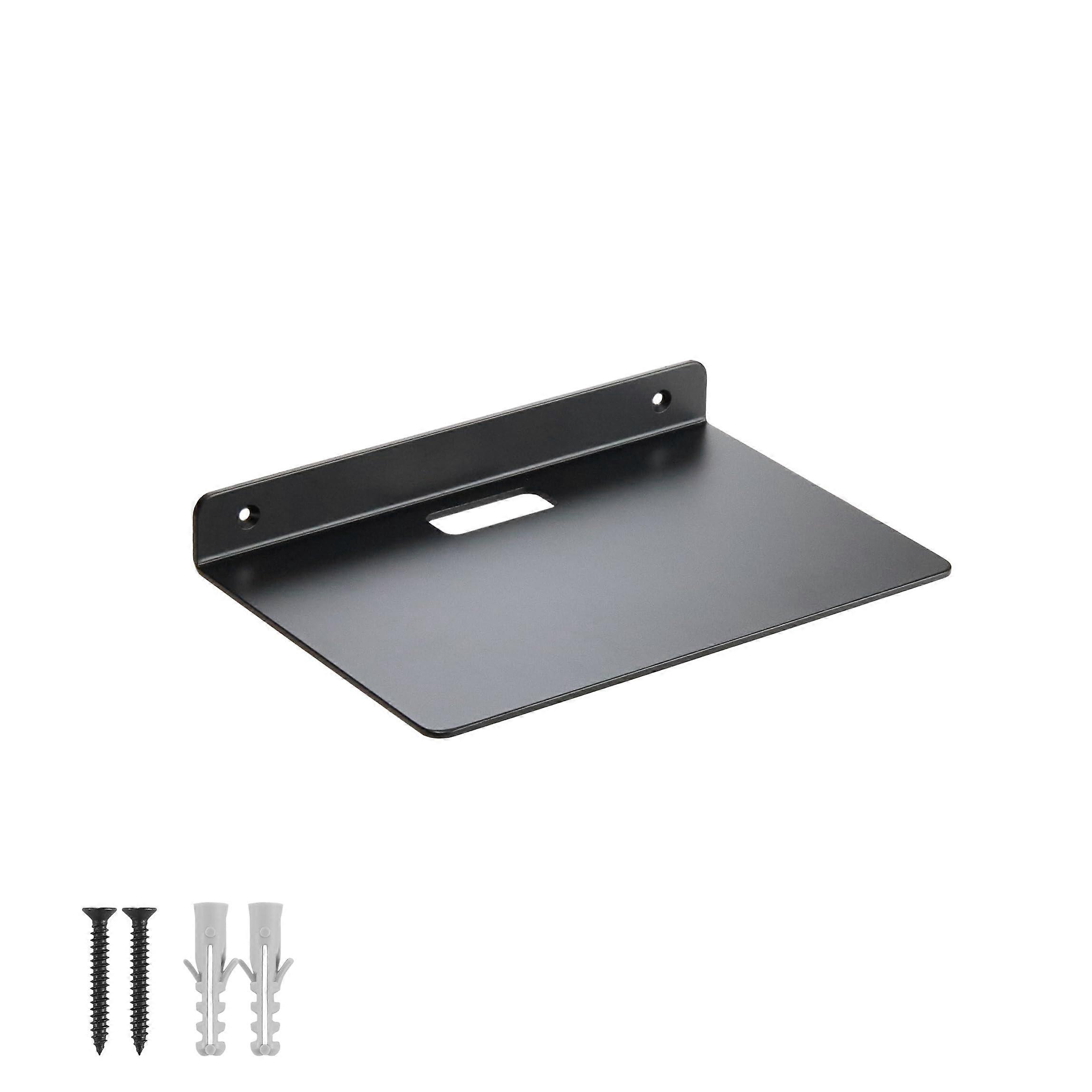 8 Inch Small Black Aluminum Floating Wall Shelf, Rustproof Waterproof SpaceSaving Design