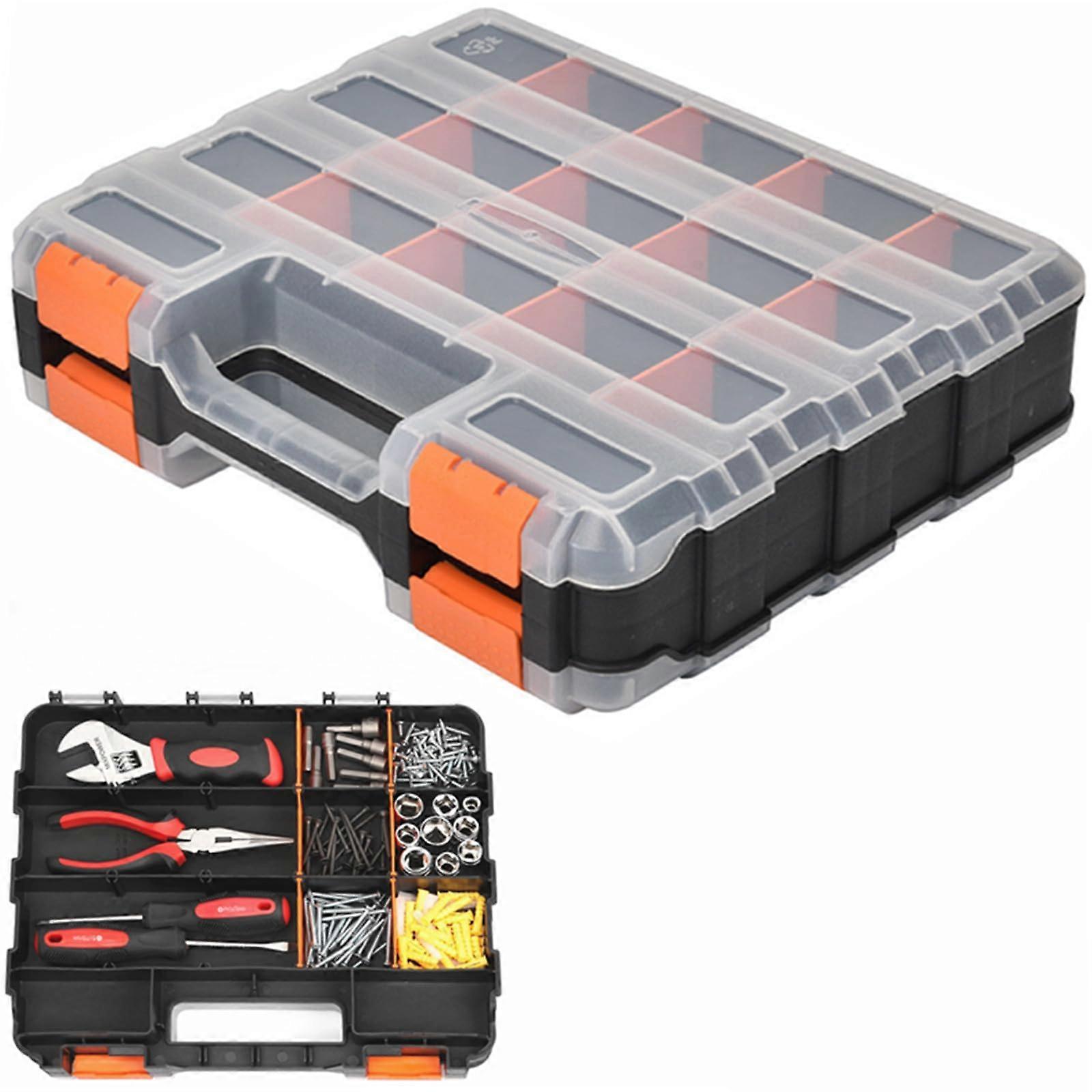 Hardware Organizer Box with 34 Adjustable Compartments, DoubleSided Small Parts Storage Case