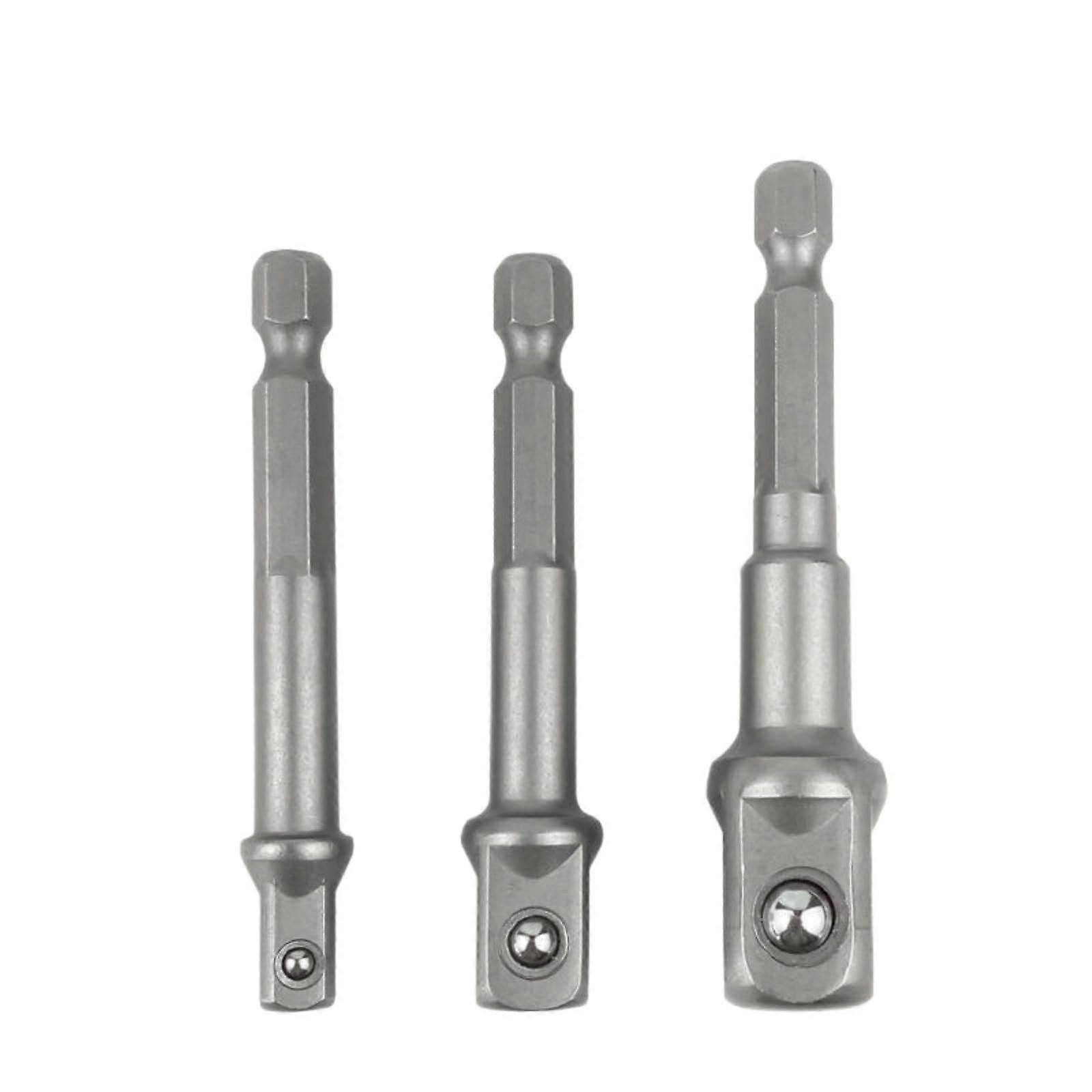 Impact Grade Socket Adapter Set 3PCS, Drill to Socket Adapter 1/4' 3/8' 1/2', Quick Change CrV Steel