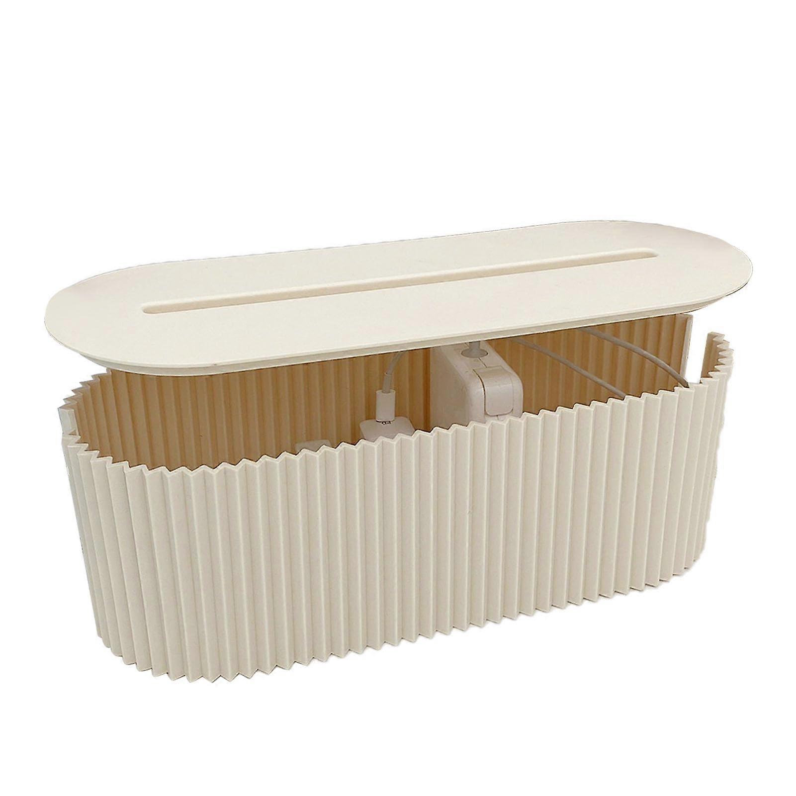 Cable Management Box for Power Strips, Cord Organizer for Desk and Home Office, White