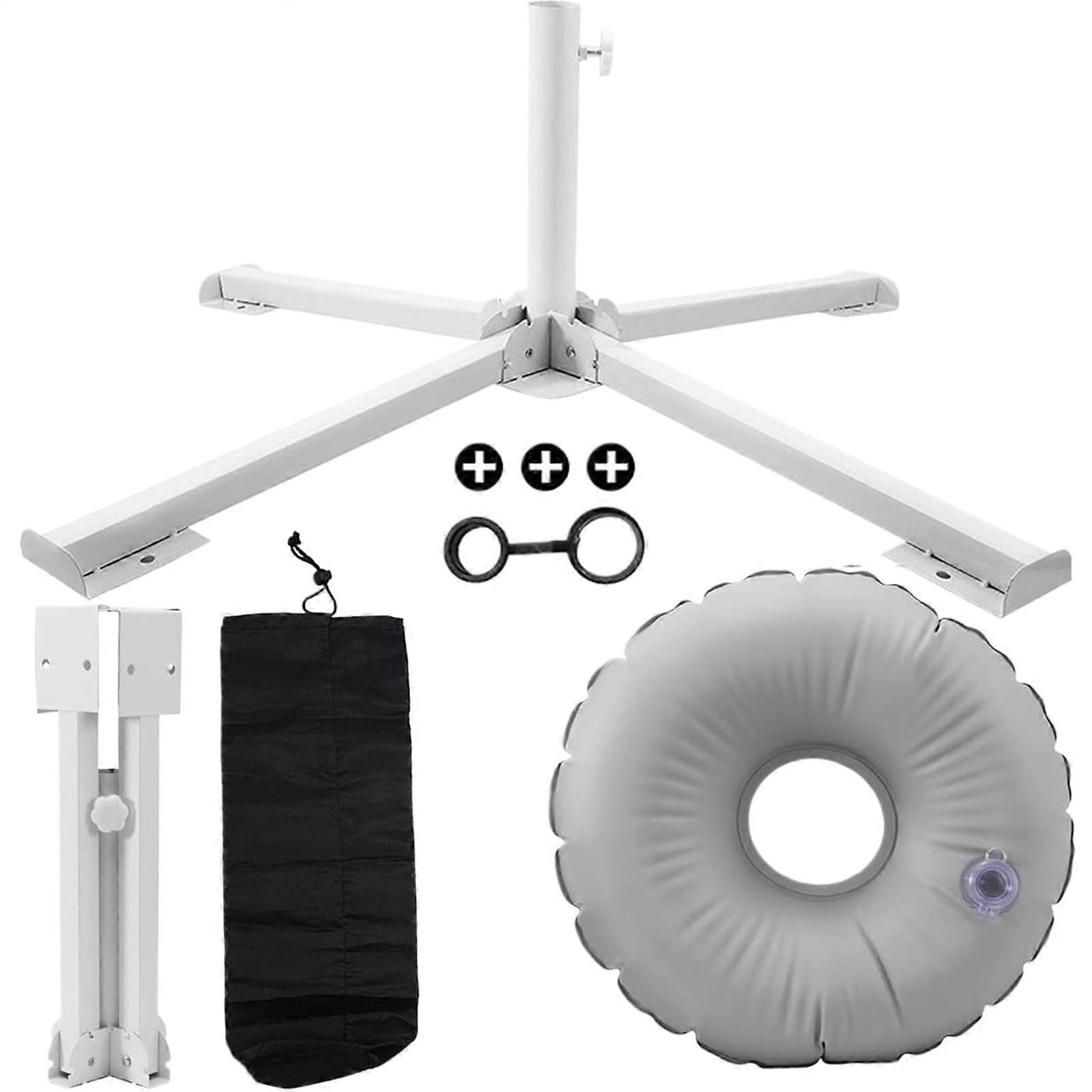 Beach Umbrella Stand with Windproof UVResistant Frame, Foldable Heavy Duty Base for Outdoor Camping