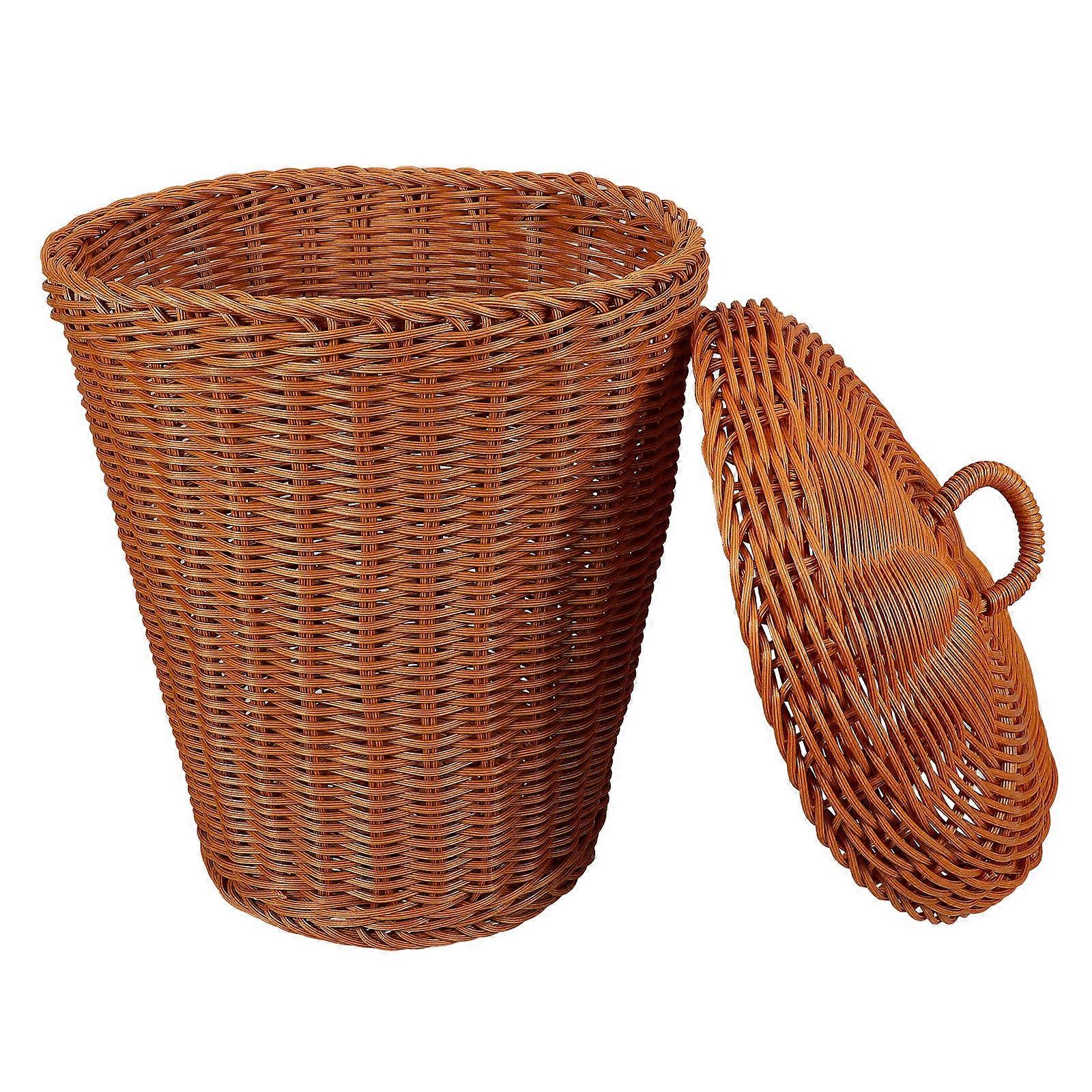 Multipurpose Storage Basket Imitation Rattan for Storage with Lid