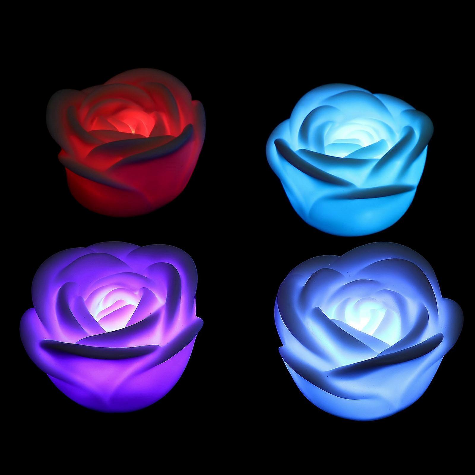 LED Electronic Rose Light Flame-Less Light for Decoration 4Pcs