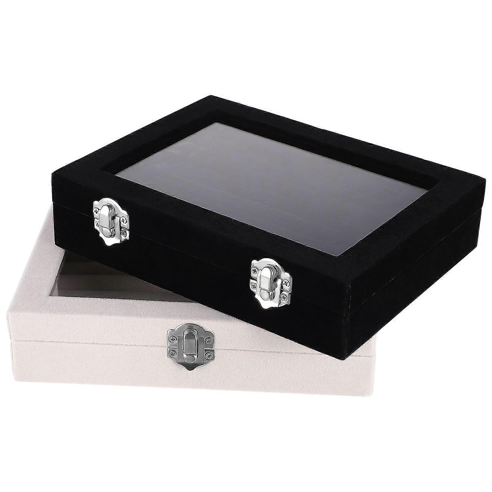 Ring Storage Box Velvet Jewellery Boxes for Secure Storage 2Pcs Set