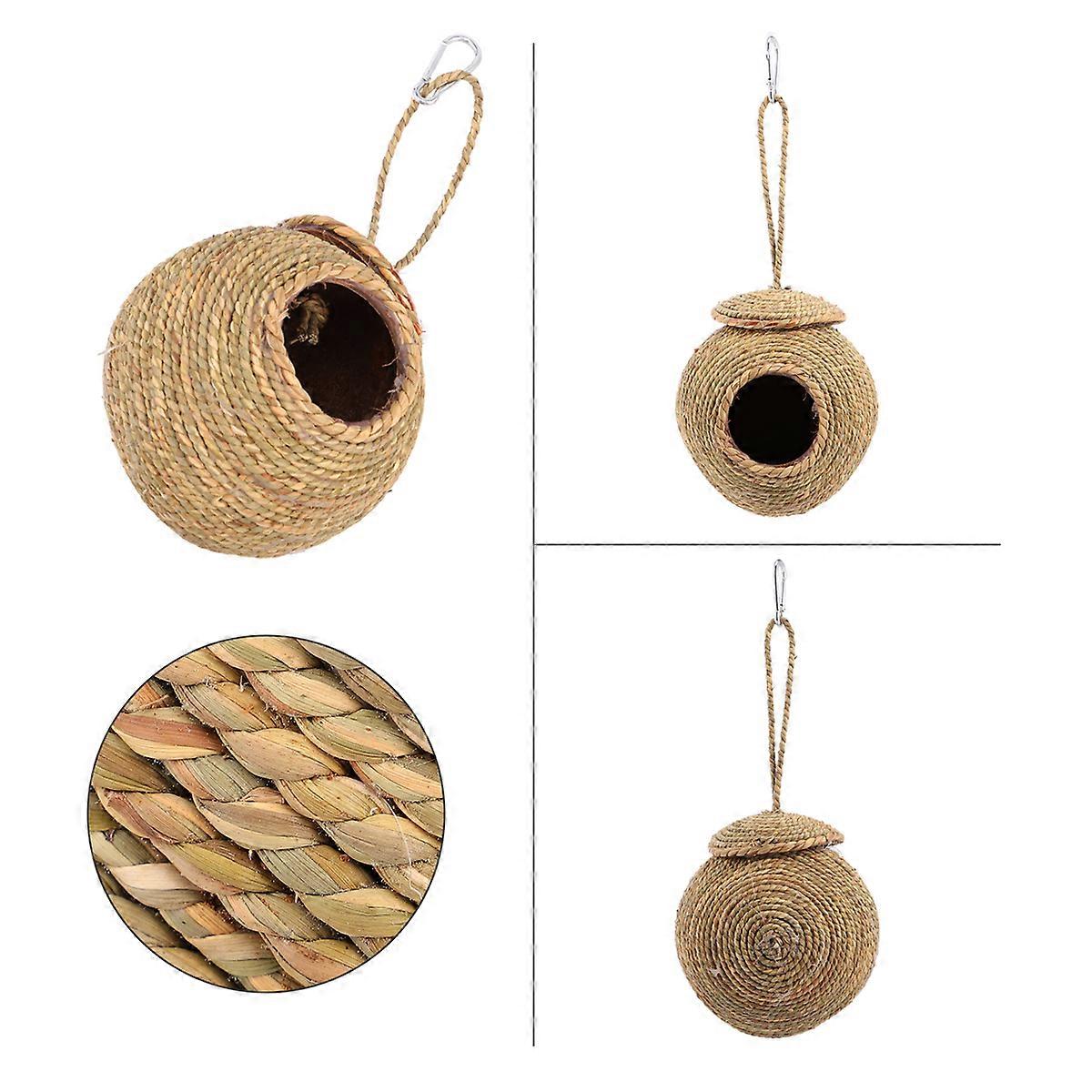 Hanging Cave Straw Breeding Cage for Nesting Use 1Pcs Dark Green