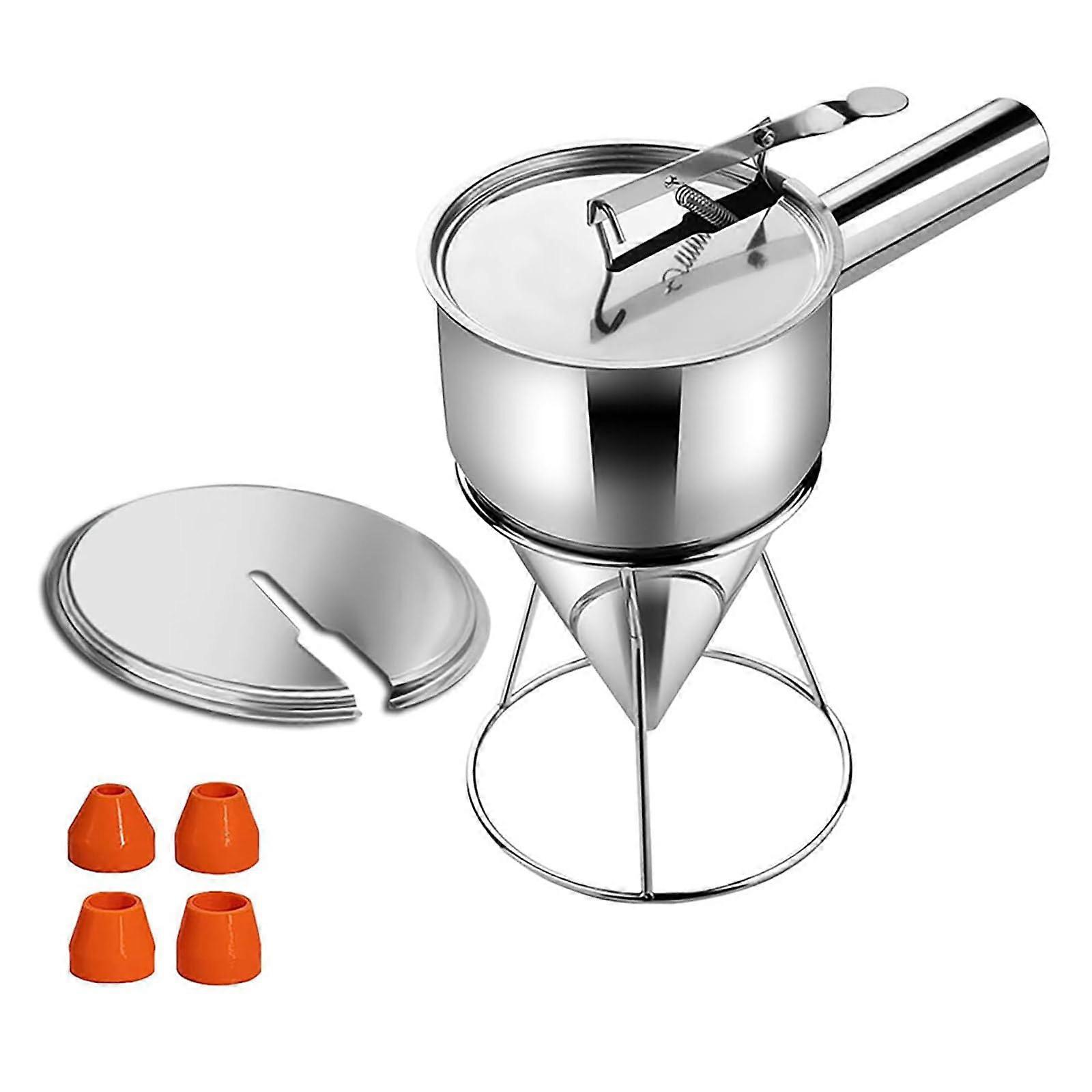 Pancake Batter Dispenser Stainless Steel Funnel Cake Maker 1200ML with Adjustable Flow Control