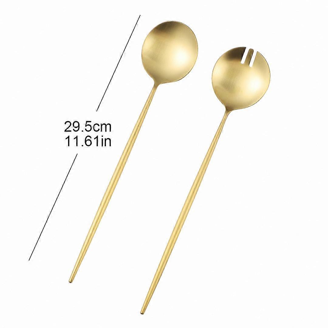 Kitchen Utensils White Gold Cutlery Salad Distributing Dishes Fork Spoon Tableware Dinnerware Service Salad Service