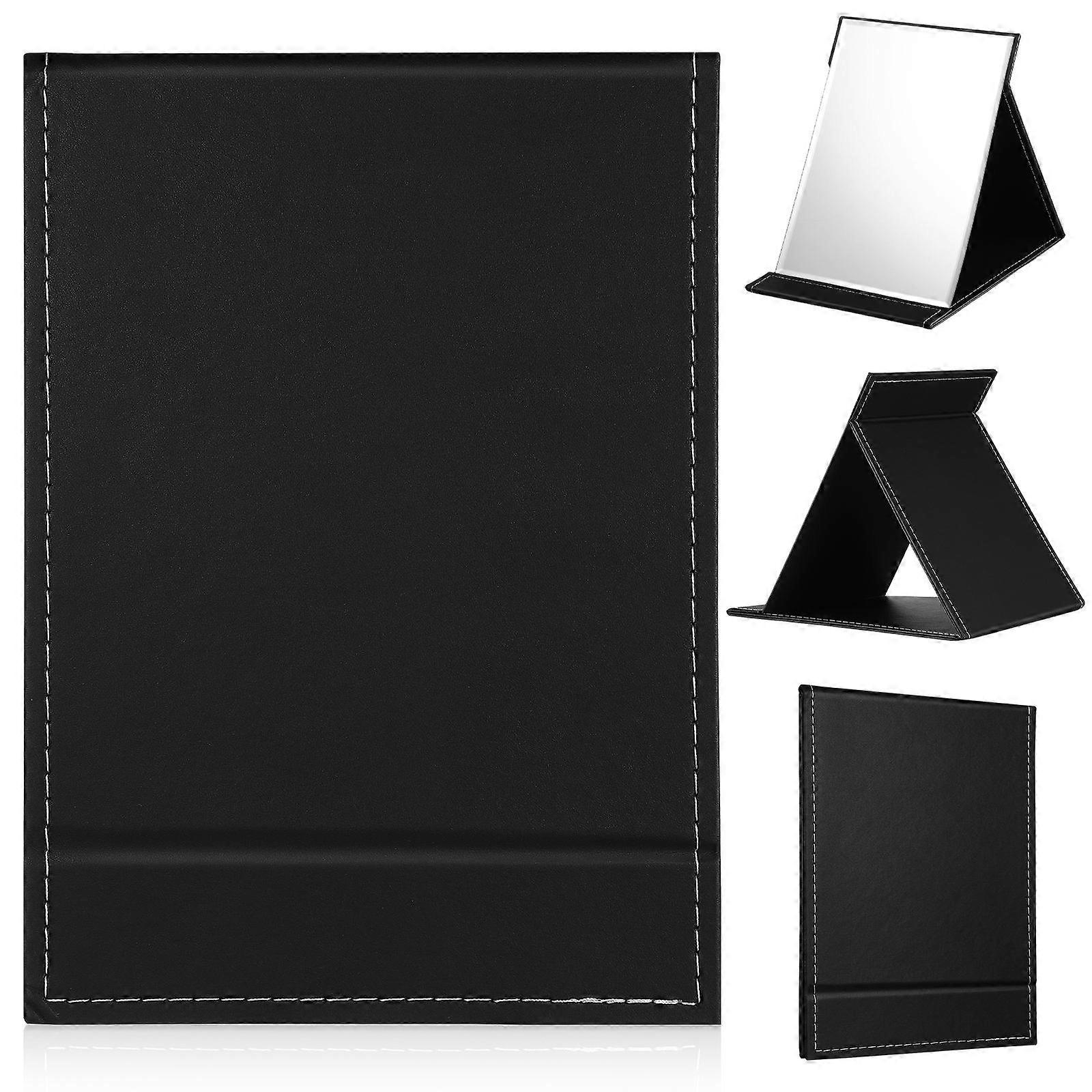 Black Vanity Mirror Folding Makeup Mirror for Desktop 2Pcs Adjustable Angle