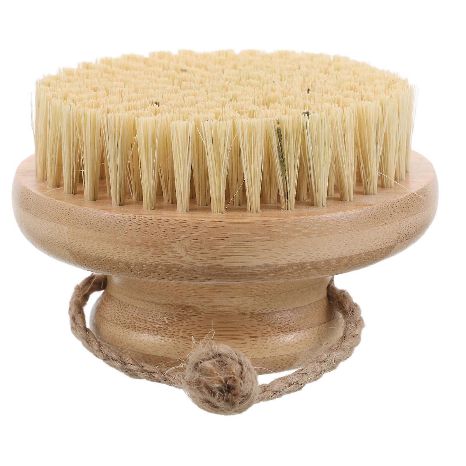 Bamboo Bath Brush with Natural Sisal Bristles, Exfoliating Back Scrubber for Deep Cleansing