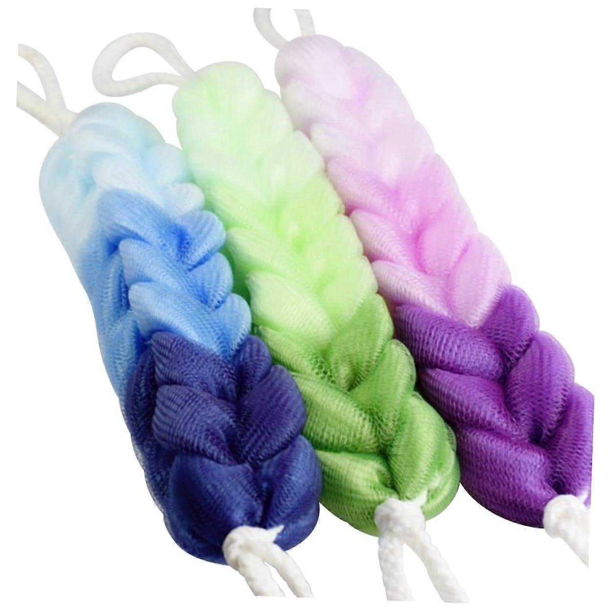 3pcs Gradient Color Long Bath Sponge with Hand Grip Exfoliating Shower Pouf for Deep Cleansing