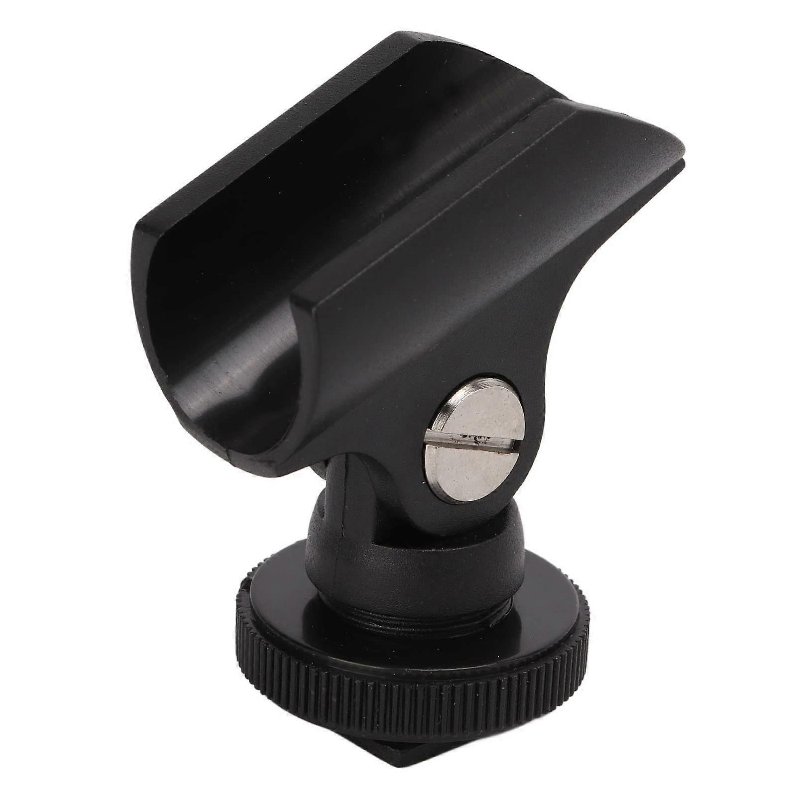 Microphone Clip Holder with Cold Shoe Mount, Adjustable Plastic Mic Stand Clip for Tripod and Camera
