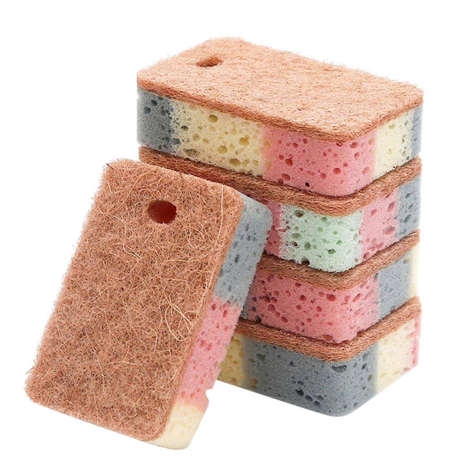 Kitchen Cleaning Sponge NonScratch Scourer Cloth Powerful Stain Removal 1/5 Pcs