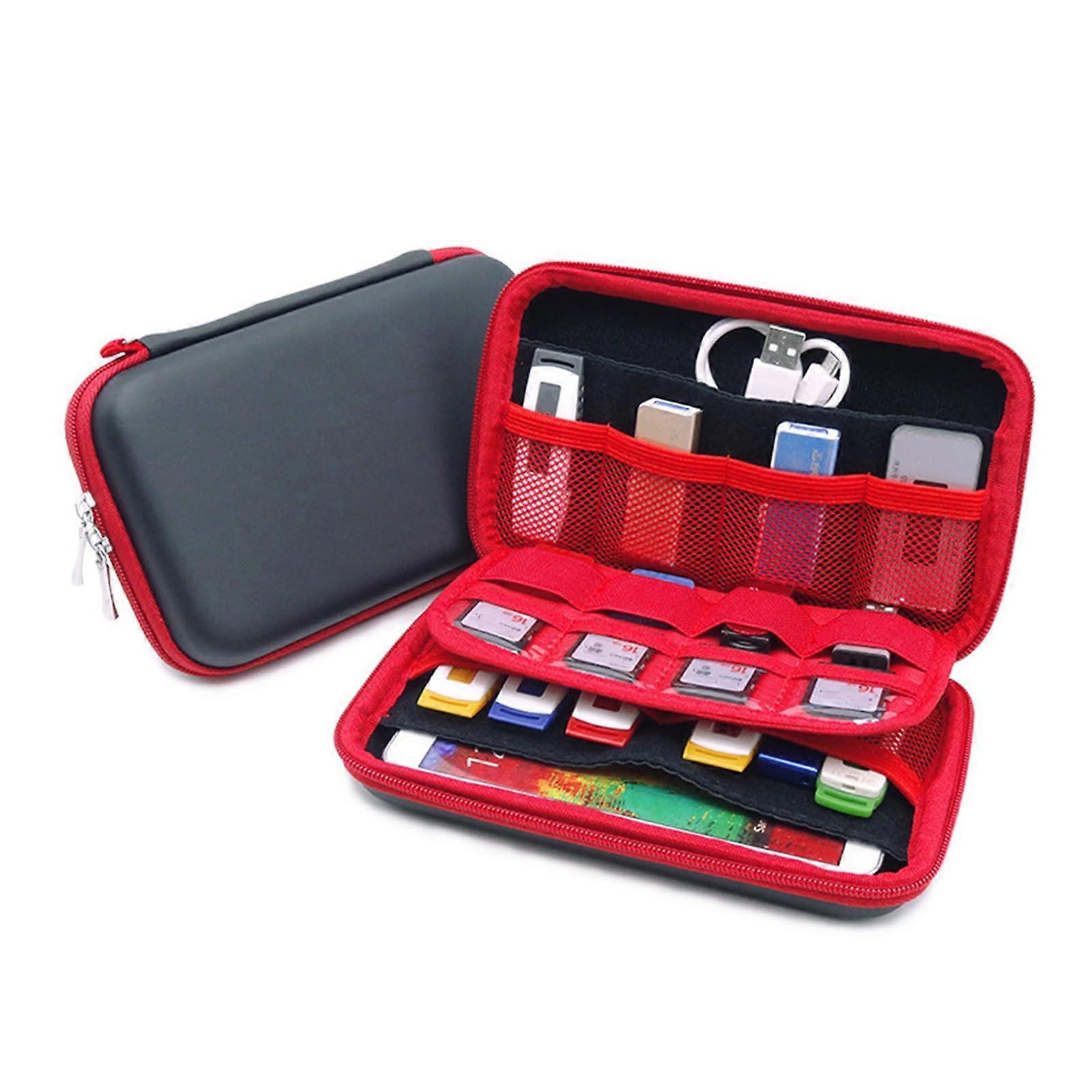 Electronics Organizer Case Waterproof Leather Large Capacity USB Drive Storage for Travel