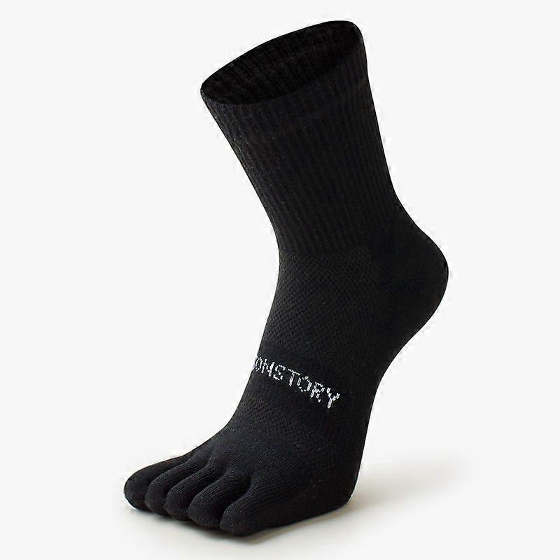 5pcs Men's Mid-Calf Thickened Toe Socks, Odor-Resistant Athletic Running Socks